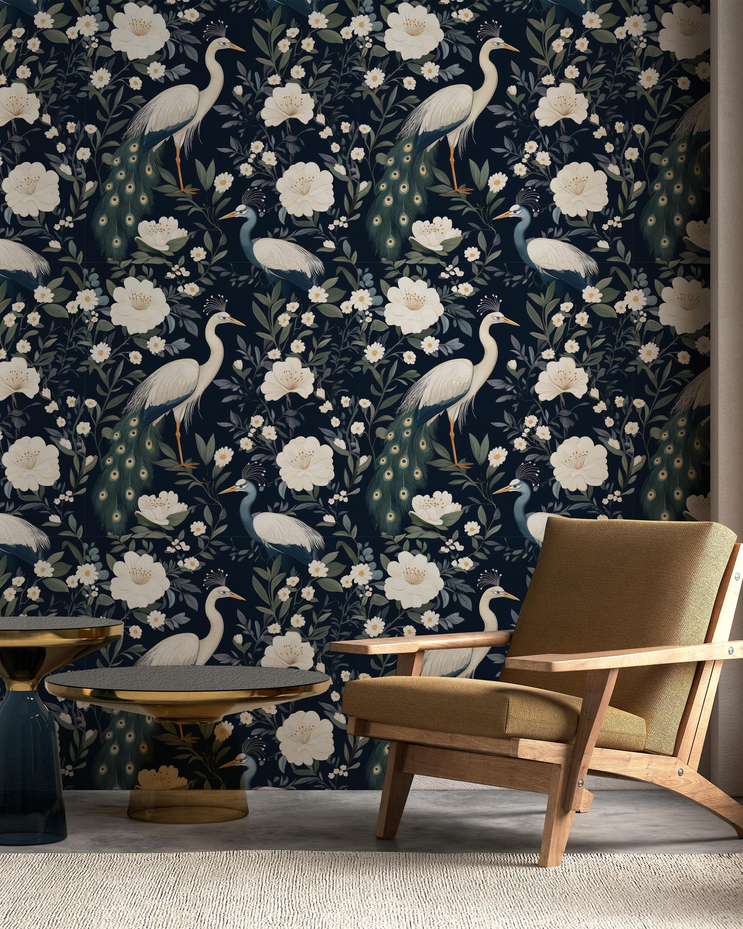 Elegant Birds Peel and Stick Wallpaper, Removable Wallpaper, Traditional Wallpaper | DeccoPrint