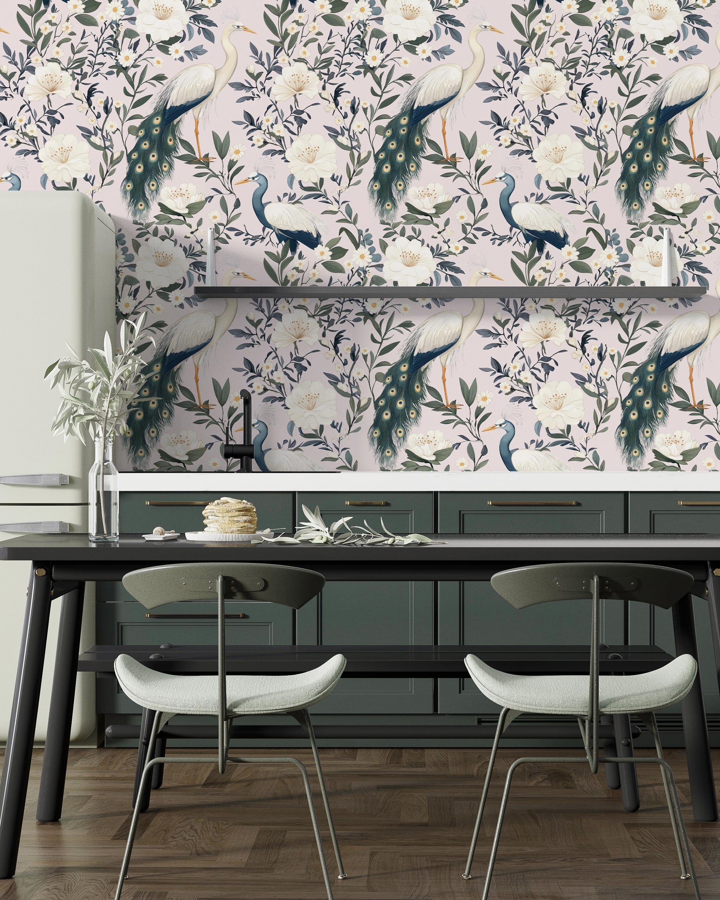 Light Elegant Birds Peel and Stick Wallpaper, Removable Wallpaper, Traditional Wallpaper | DeccoPrint
