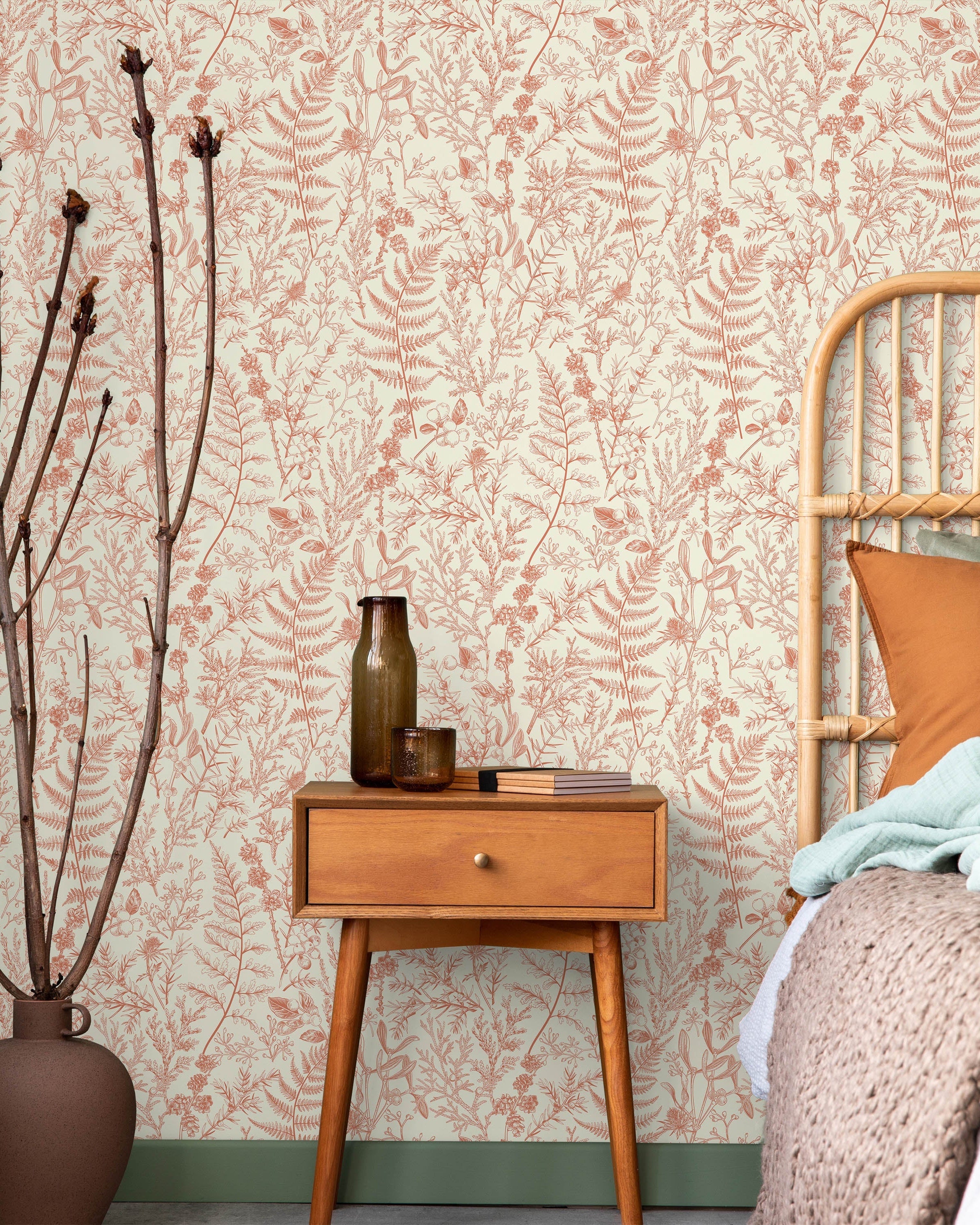 Forest Dream Peel and Stick Wallpaper, Removable Wallpaper, Traditional Wallpaper - Burnt Orange | DeccoPrint