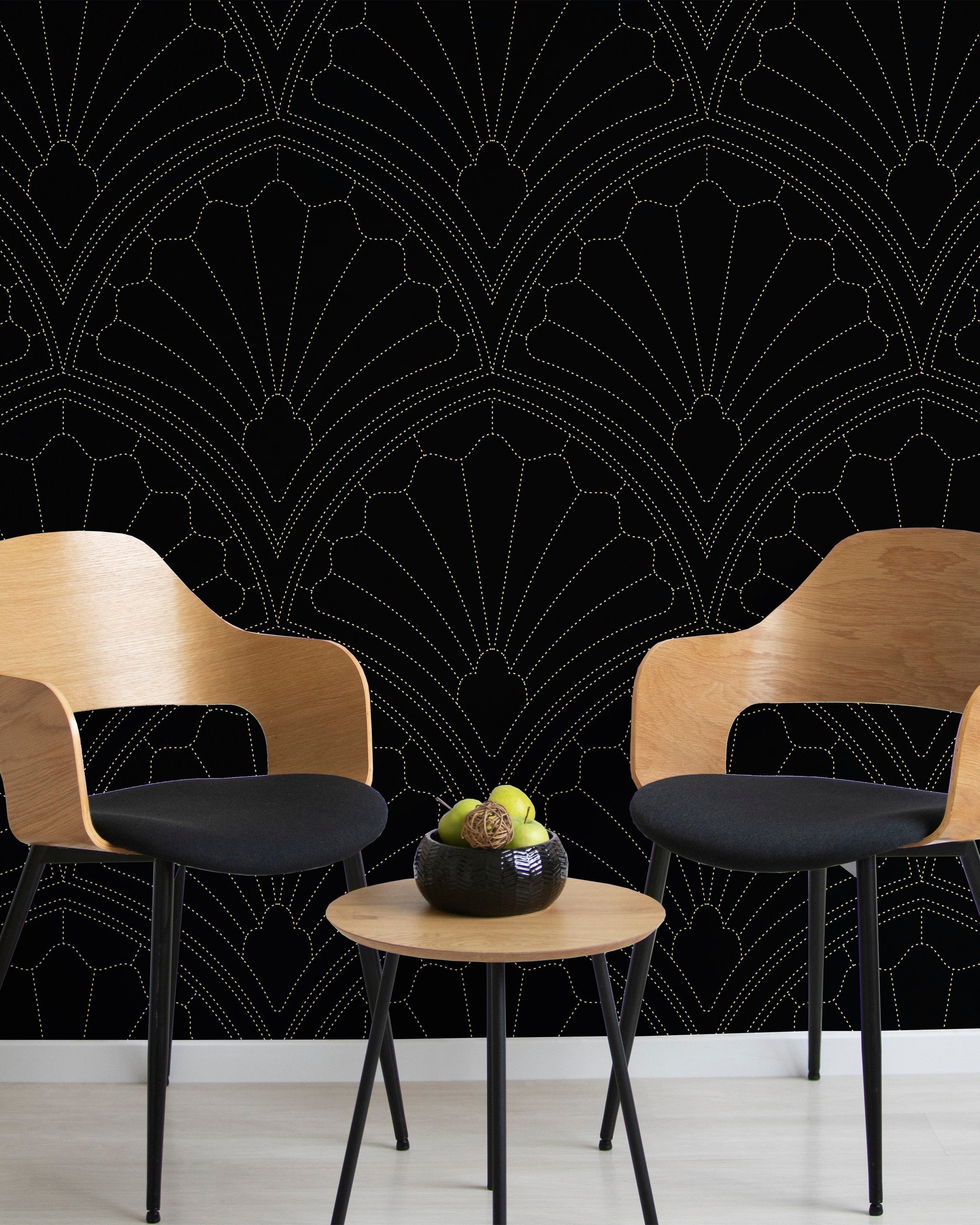 Monochrome Harmony Peel and Stick Wallpaper, Removable Wallpaper, Traditional Wallpaper - Black | DeccoPrint