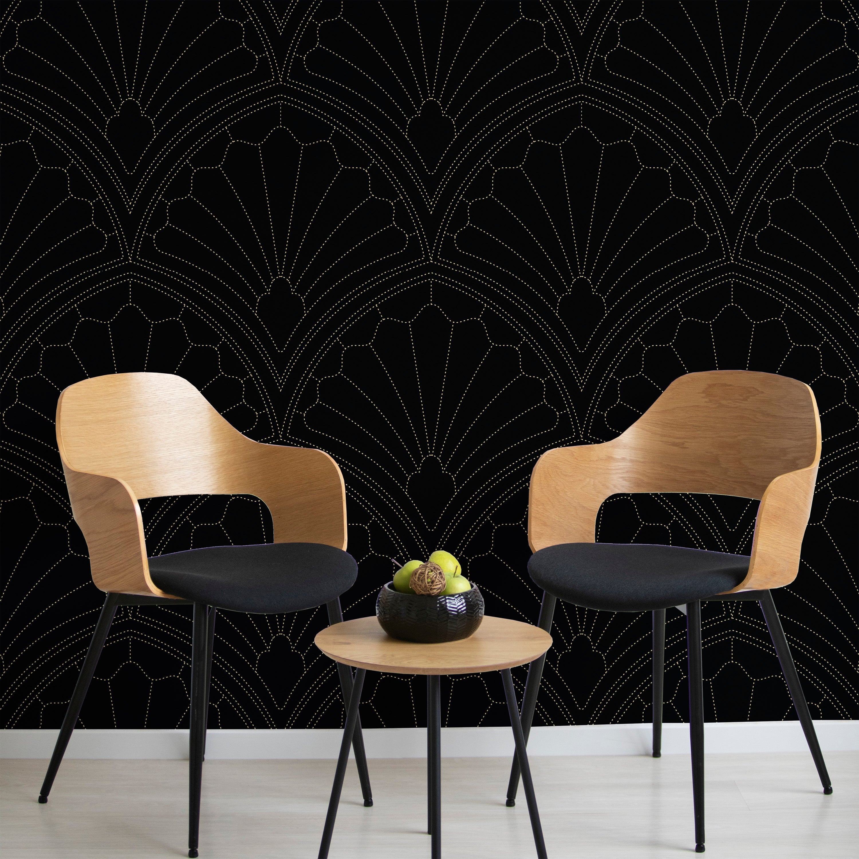 Monochrome Harmony Peel and Stick Wallpaper, Removable Wallpaper, Traditional Wallpaper - Black | DeccoPrint