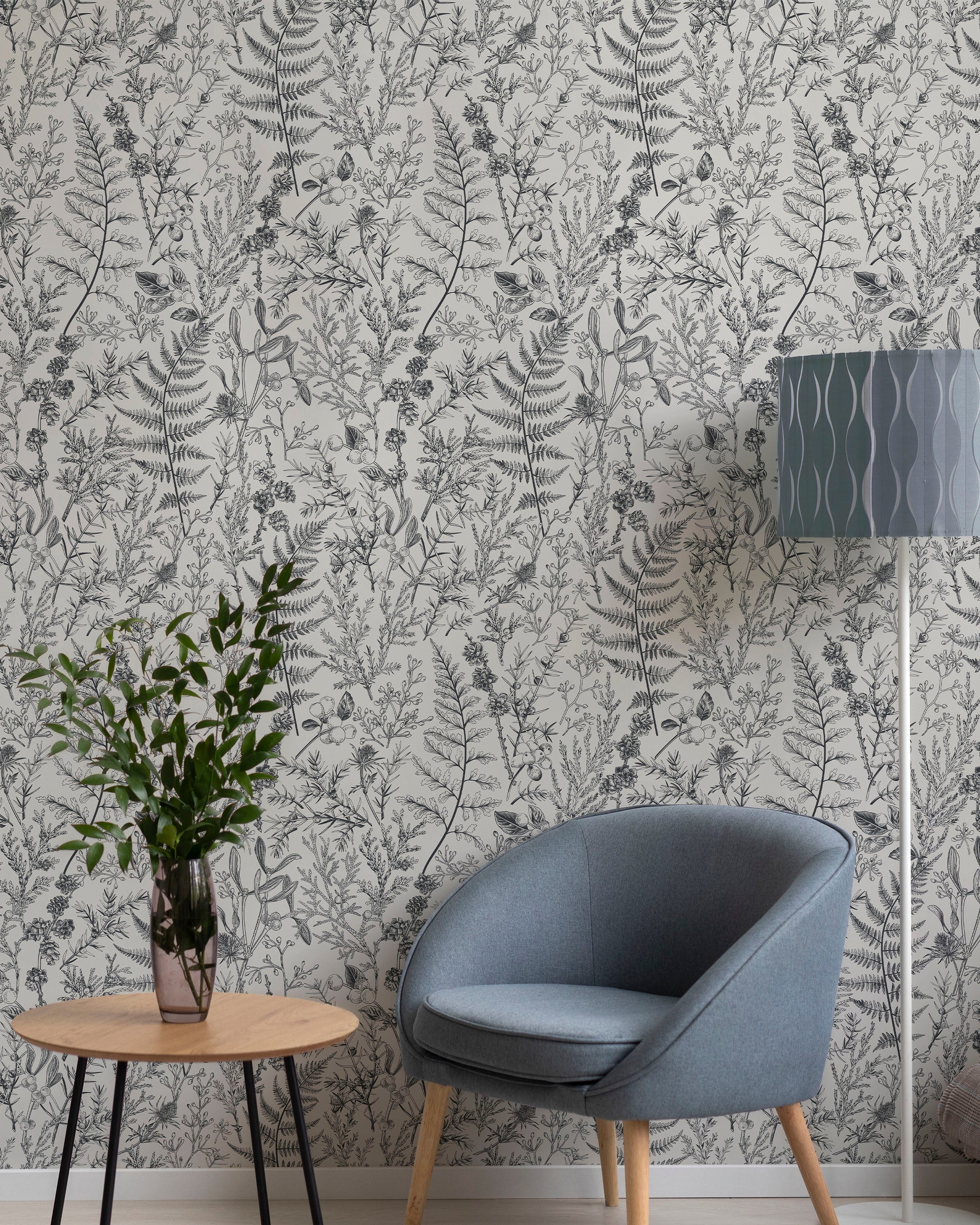 Forest Dream Peel and Stick Wallpaper, Removable Wallpaper, Traditional Wallpaper - Powder Gray | DeccoPrint