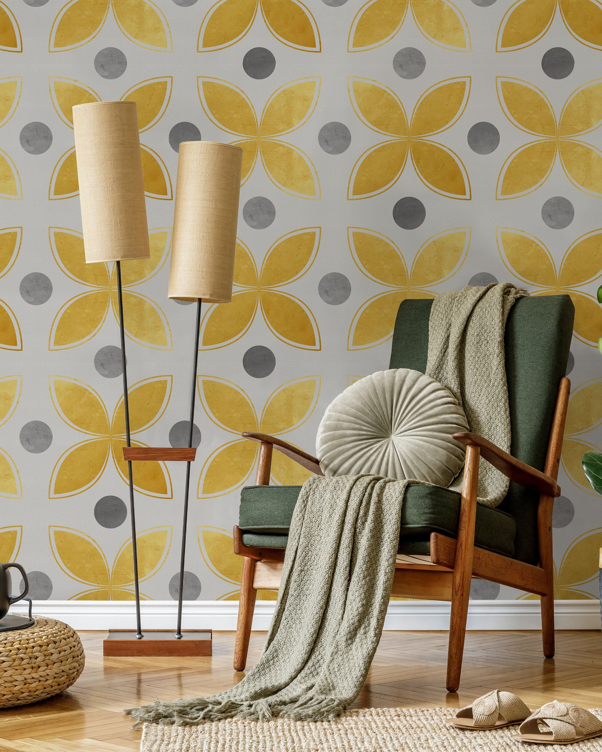 Dots and Shapes Peel and Stick Wallpaper, Removable Wallpaper, Traditional Wallpaper | DeccoPrint