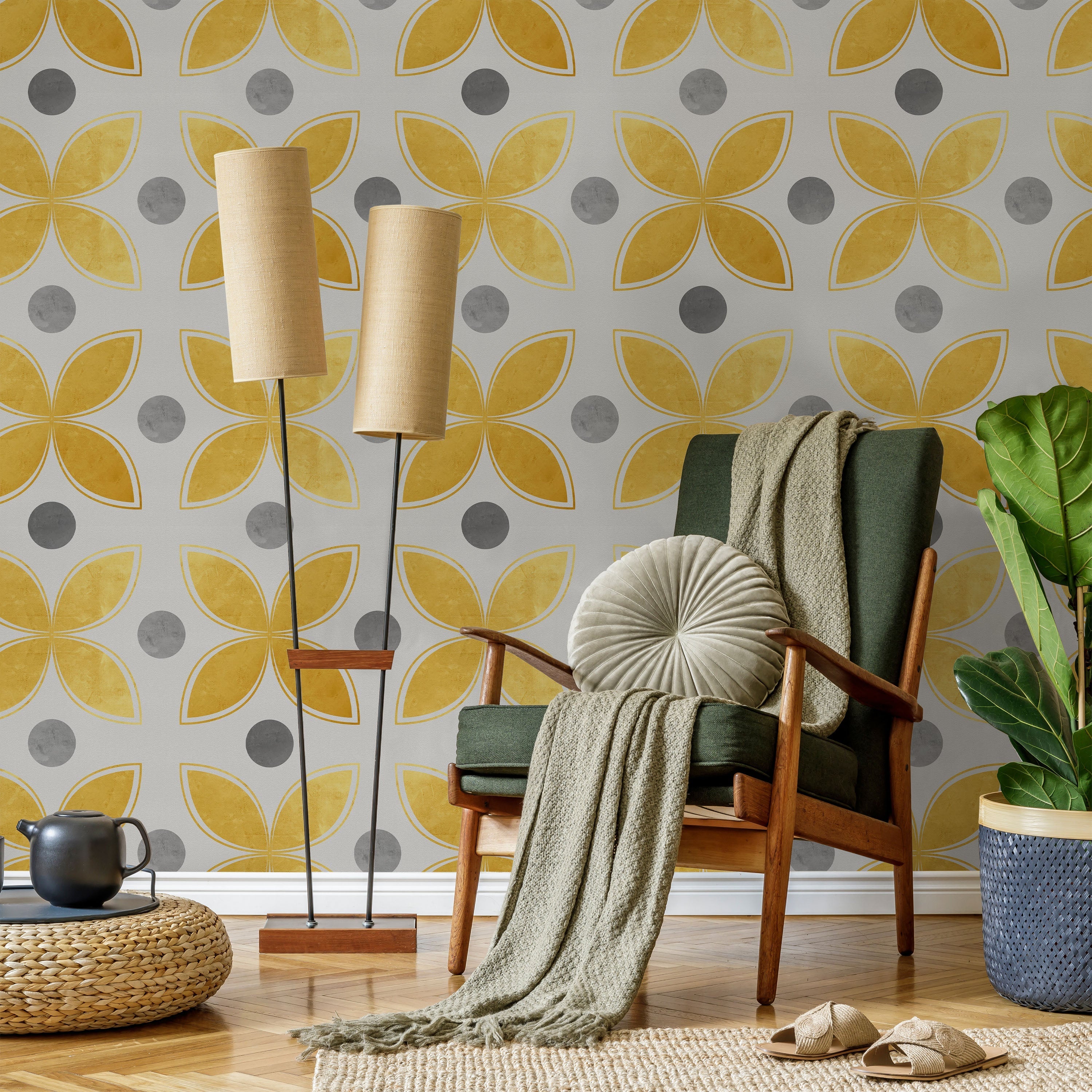 Dots and Shapes Peel and Stick Wallpaper, Removable Wallpaper, Traditional Wallpaper | DeccoPrint