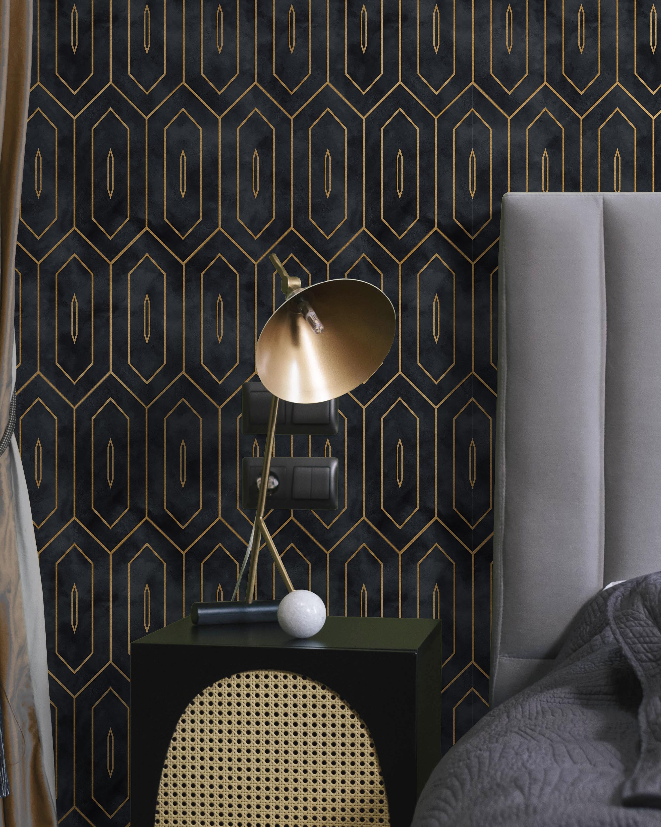 Midnight Deco Peel and Stick Wallpaper, Removable Wallpaper, Traditional Wallpaper | DeccoPrint