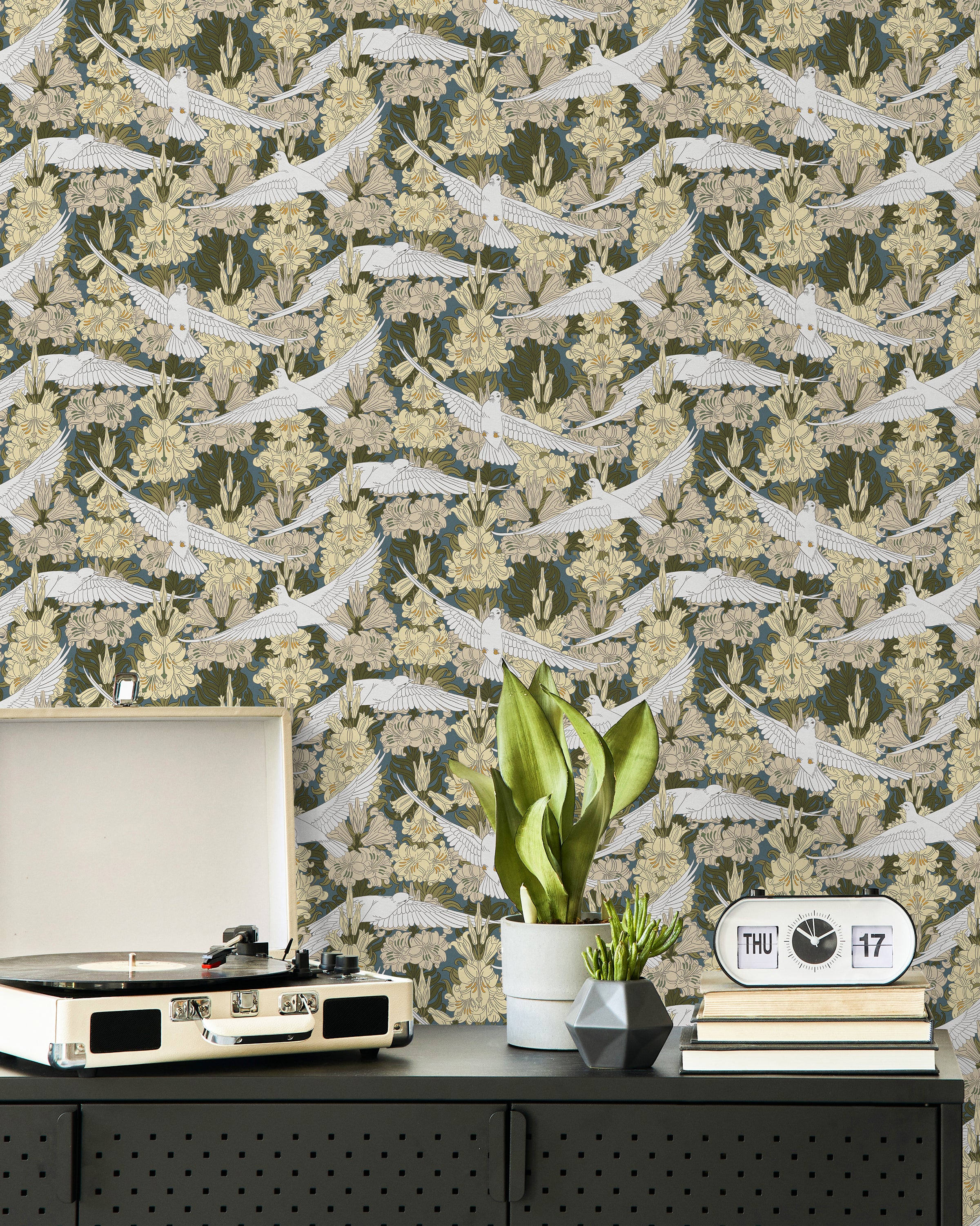 Maurice Pillard Verneuil x Dove and Lilies - Dusty Blue | DeccoPrint