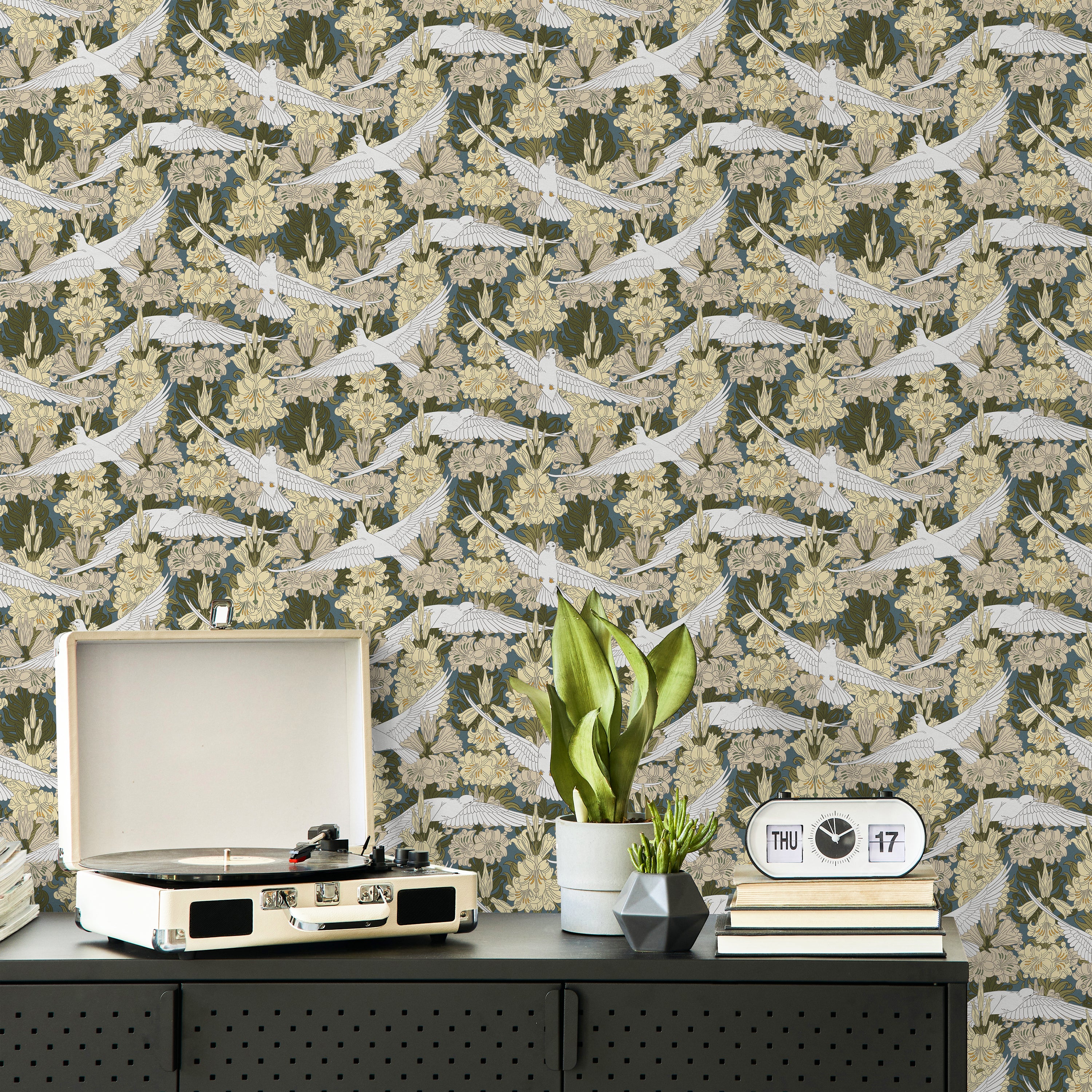 Maurice Pillard Verneuil x Dove and Lilies - Dusty Blue | DeccoPrint