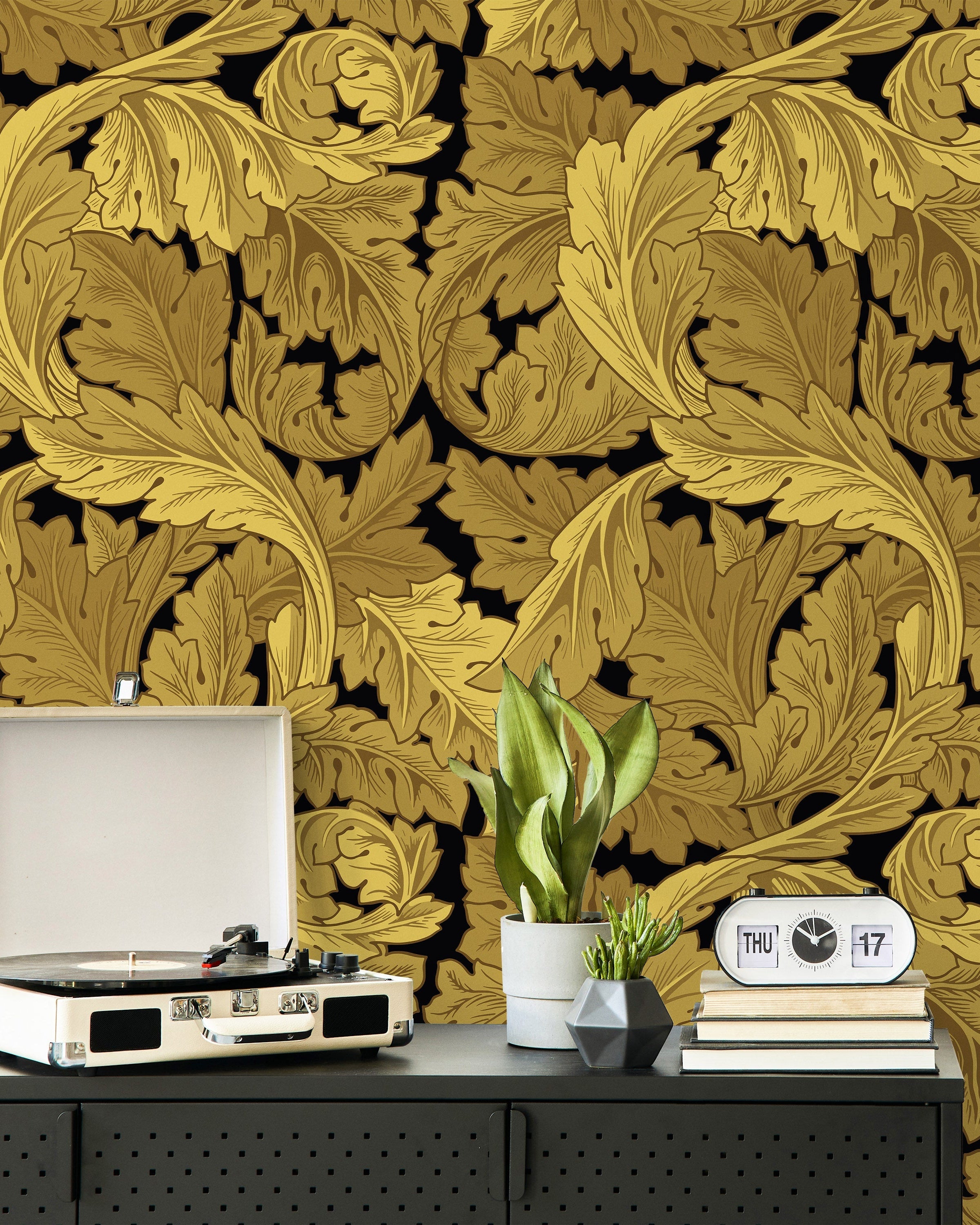 William Morris X Acanthus Peel and Stick Wallpaper, Removable Wallpaper, Traditional Wallpaper - Gold | DeccoPrint