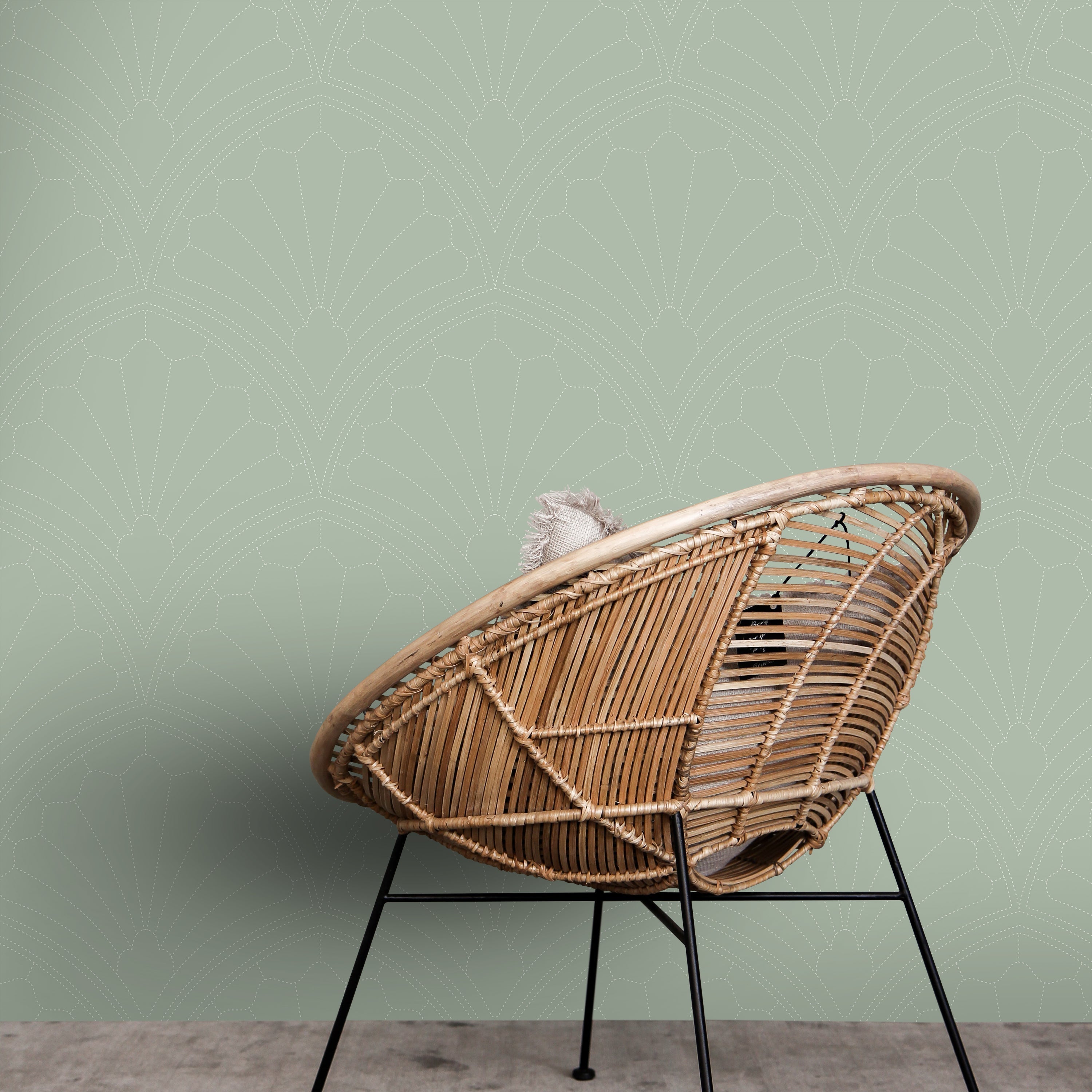 Monochrome Harmony Peel and Stick Wallpaper, Removable Wallpaper, Traditional Wallpaper - Green | DeccoPrint