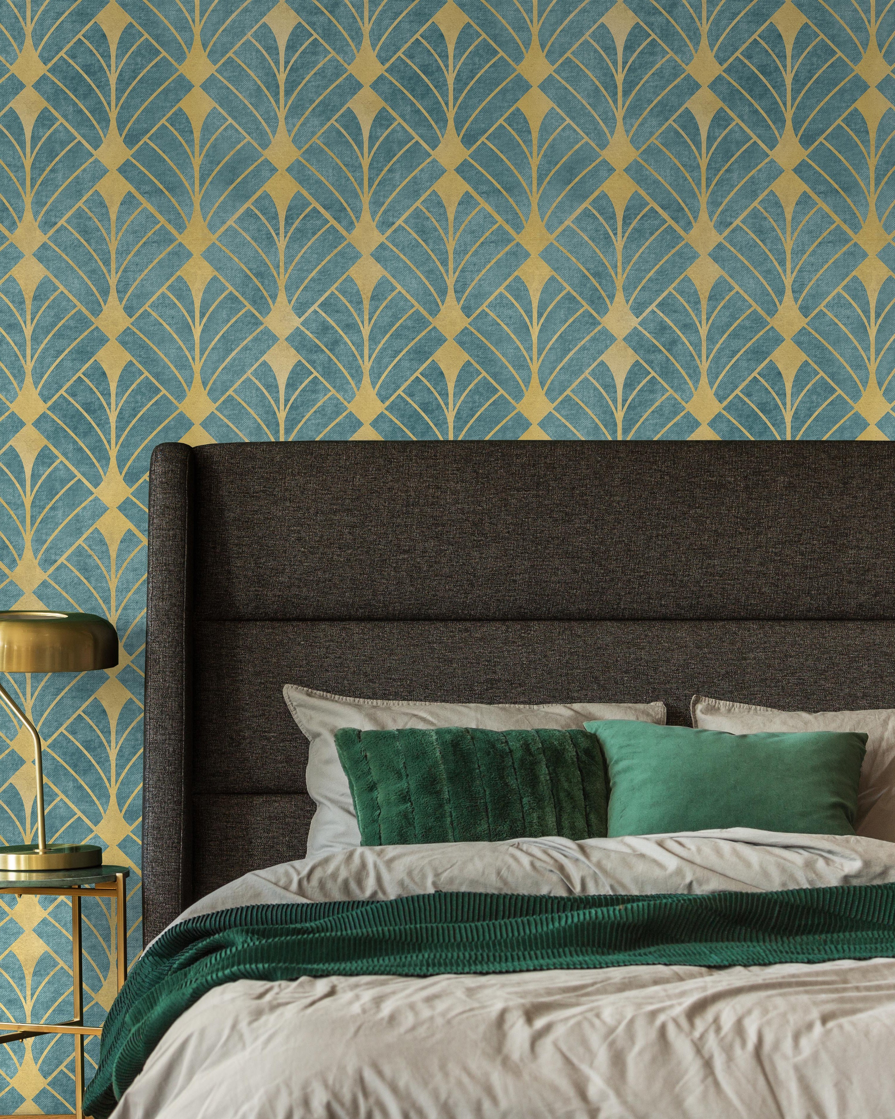 Luxe Deco Peel and Stick Wallpaper, Removable Wallpaper, Traditional Wallpaper - Blue | DeccoPrint