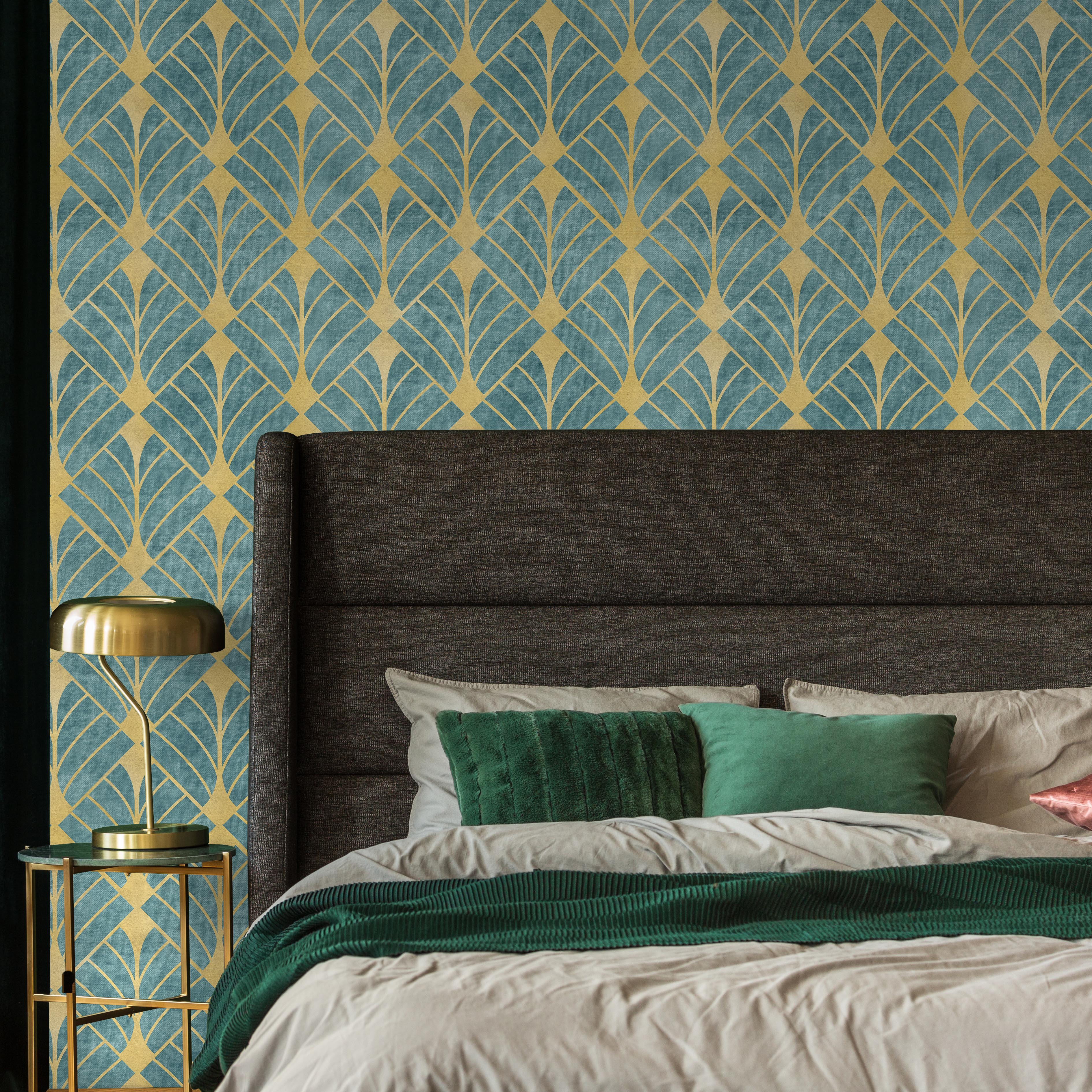 Luxe Deco Peel and Stick Wallpaper, Removable Wallpaper, Traditional Wallpaper - Blue | DeccoPrint