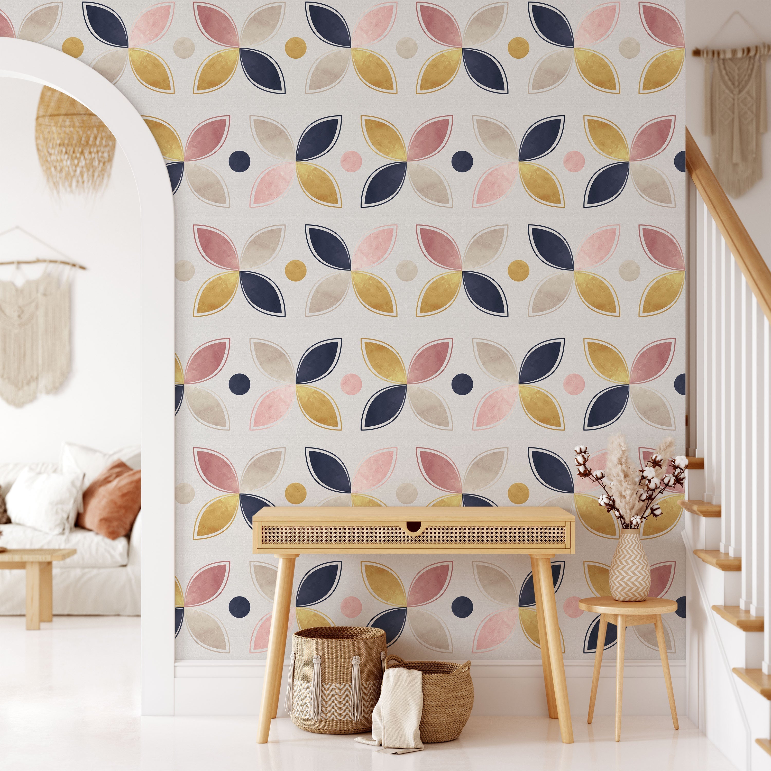 Four Leaves Peel and Stick Wallpaper, Removable Wallpaper, Traditional Wallpaper | DeccoPrint