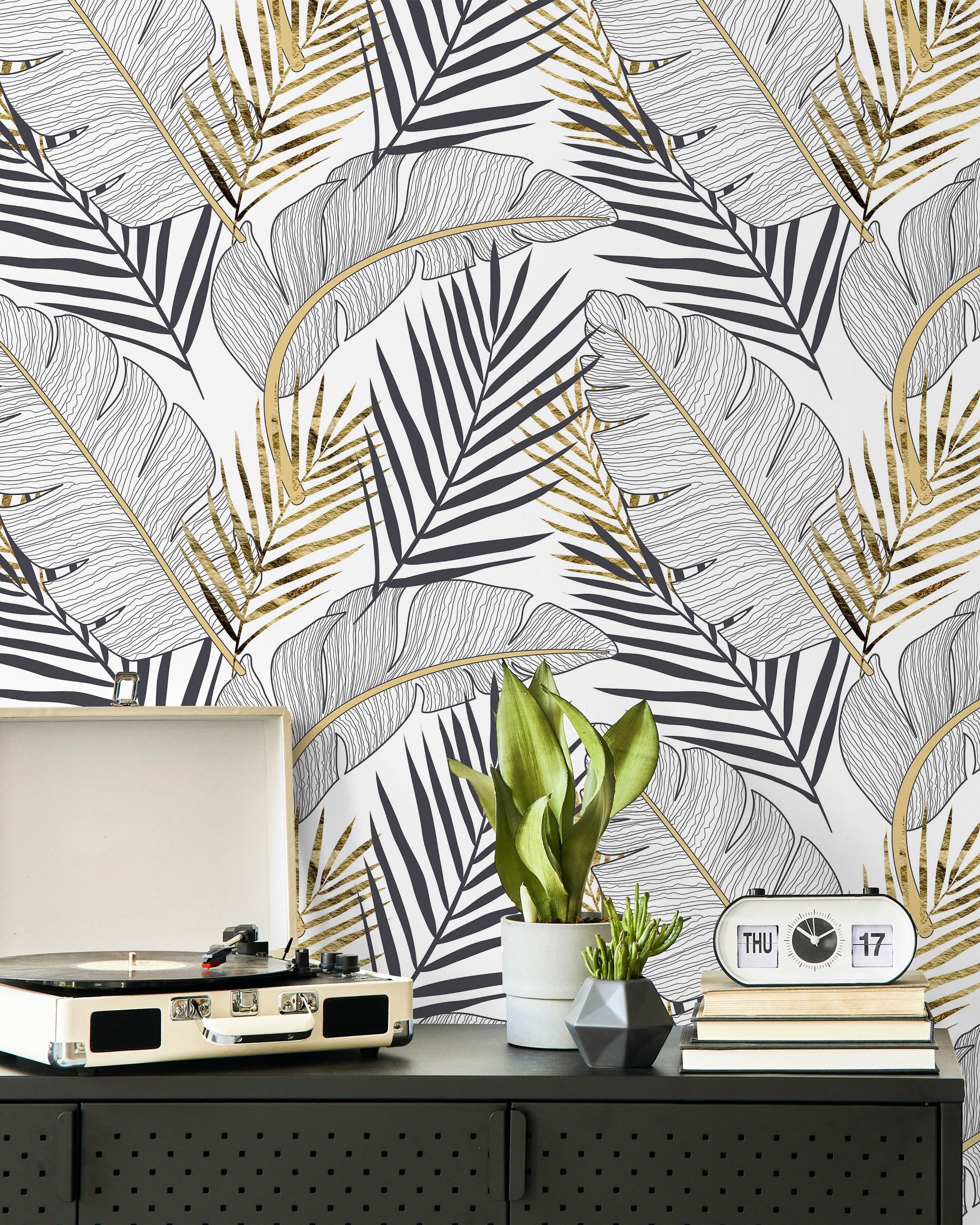 Golden Palm Peel and Stick Wallpaper, Removable Wallpaper, Traditional Wallpaper | DeccoPrint