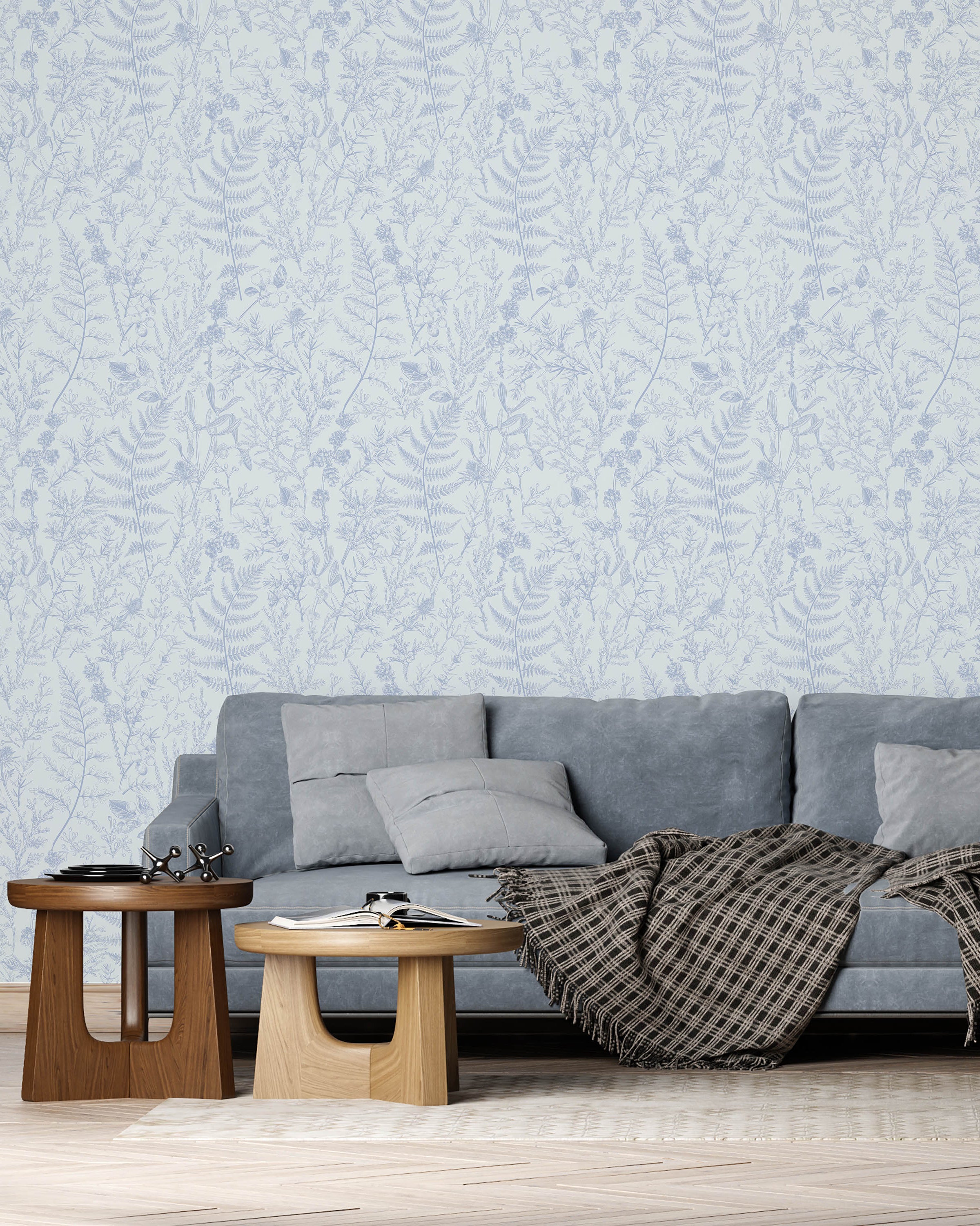 Forest Dream Peel and Stick Wallpaper, Removable Wallpaper, Traditional Wallpaper - Lavender Blue | DeccoPrint