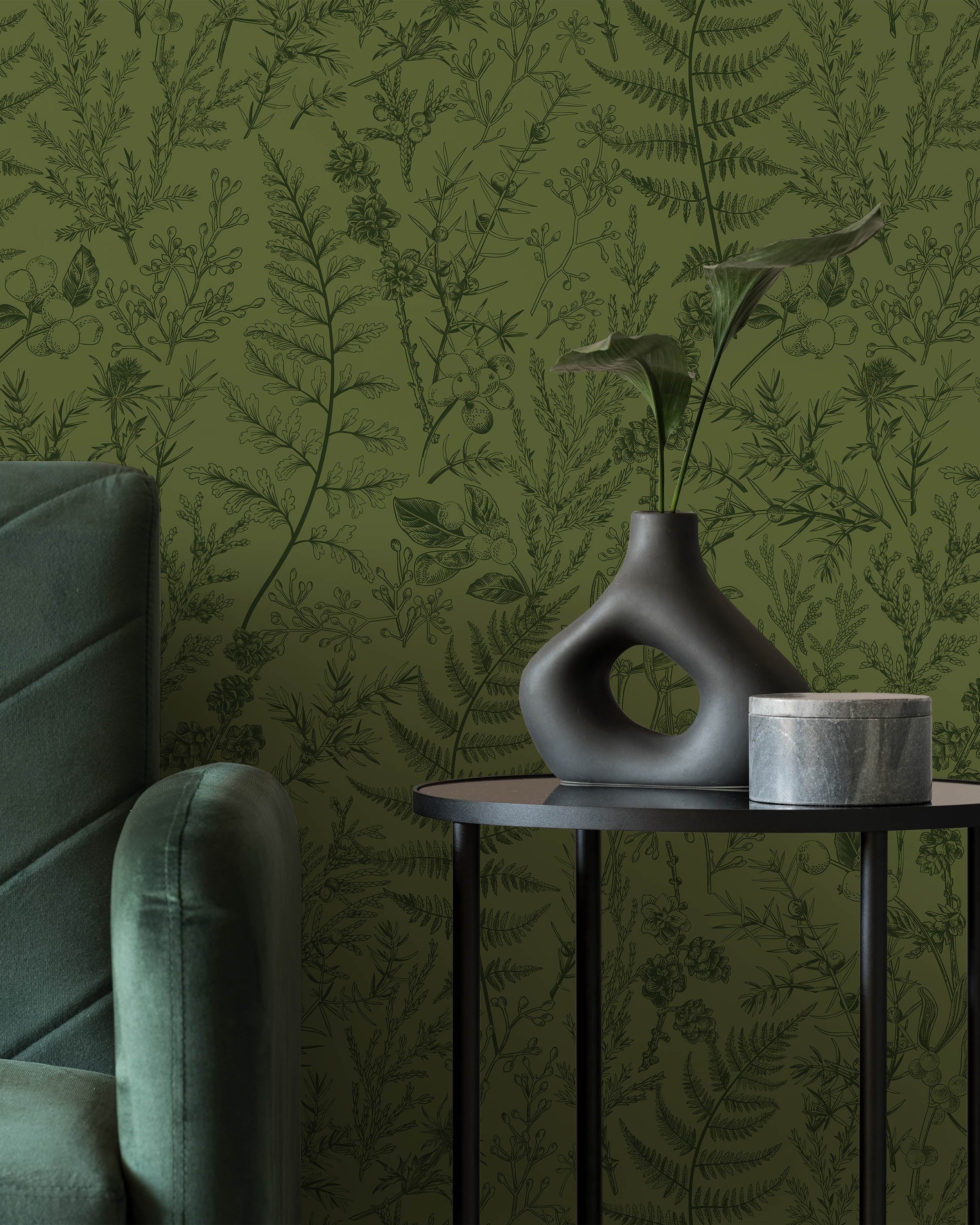 Forest Dream Peel and Stick Wallpaper, Removable Wallpaper, Traditional Wallpaper - Deep Green | DeccoPrint