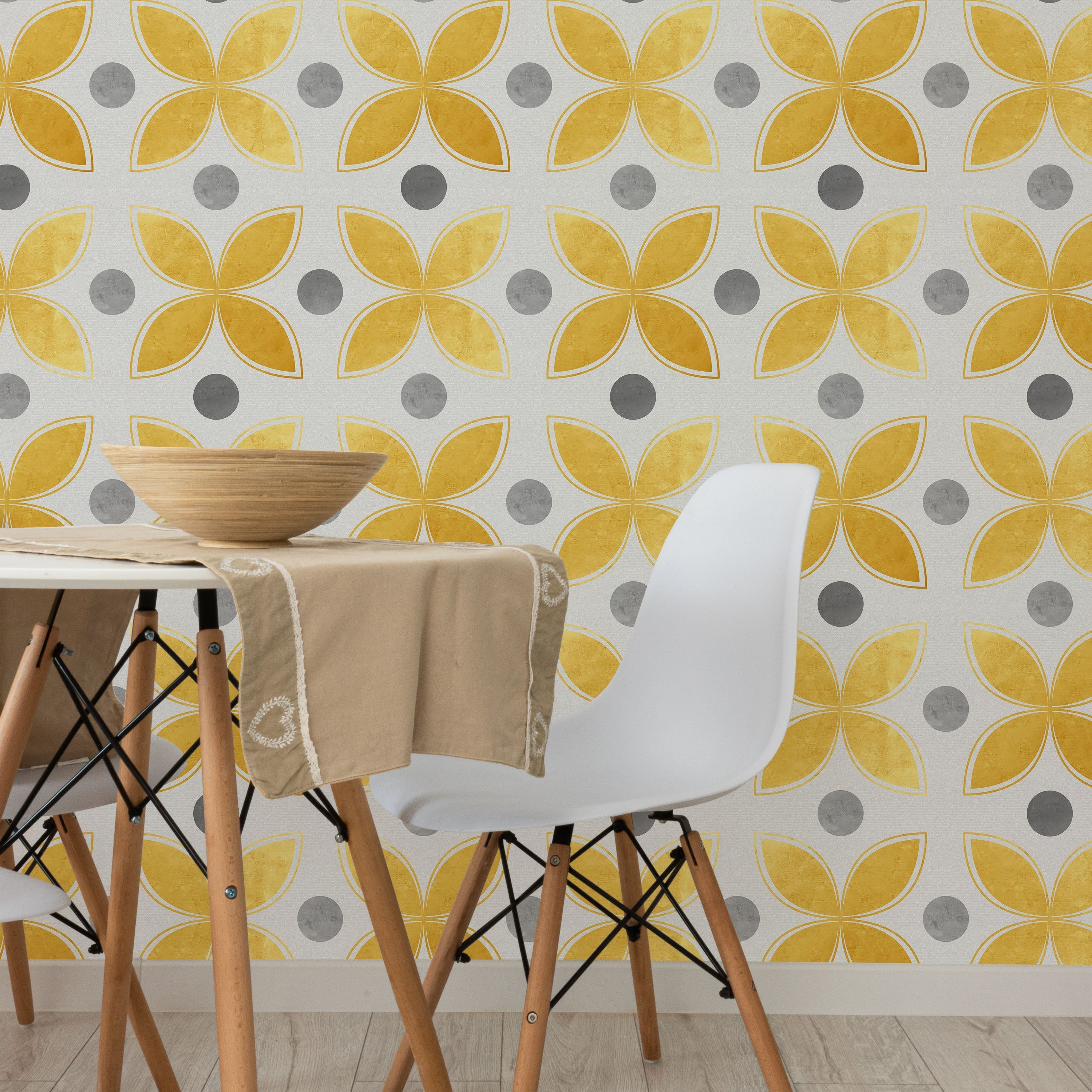 Dots and Shapes Peel and Stick Wallpaper, Removable Wallpaper, Traditional Wallpaper | DeccoPrint