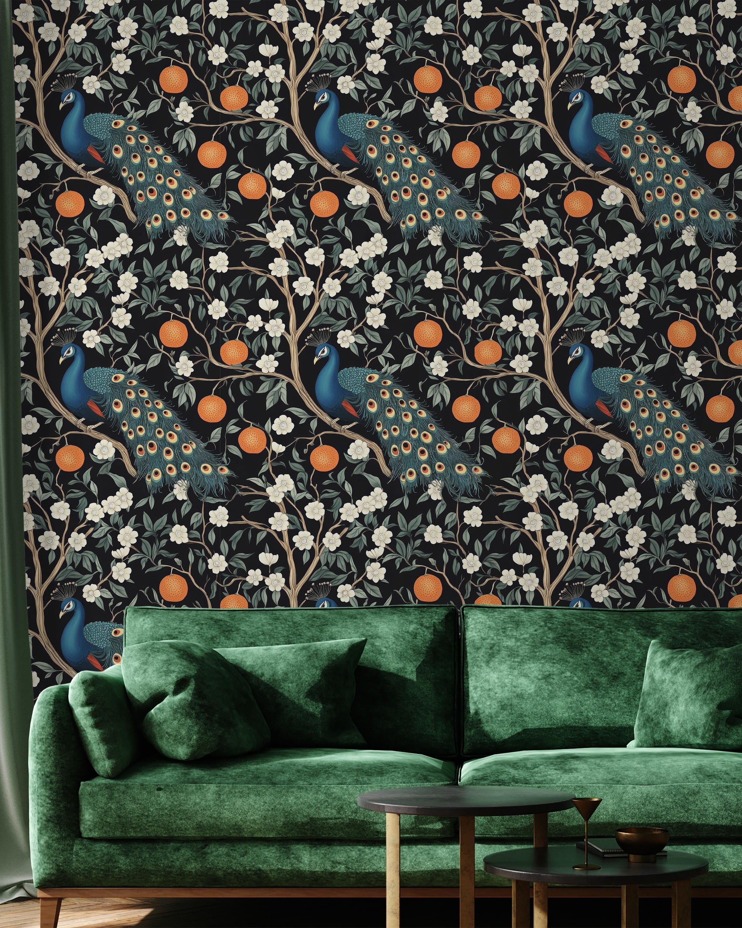 Vintage Peacocks Peel and Stick Wallpaper, Removable Wallpaper, Traditional Wallpaper | DeccoPrint
