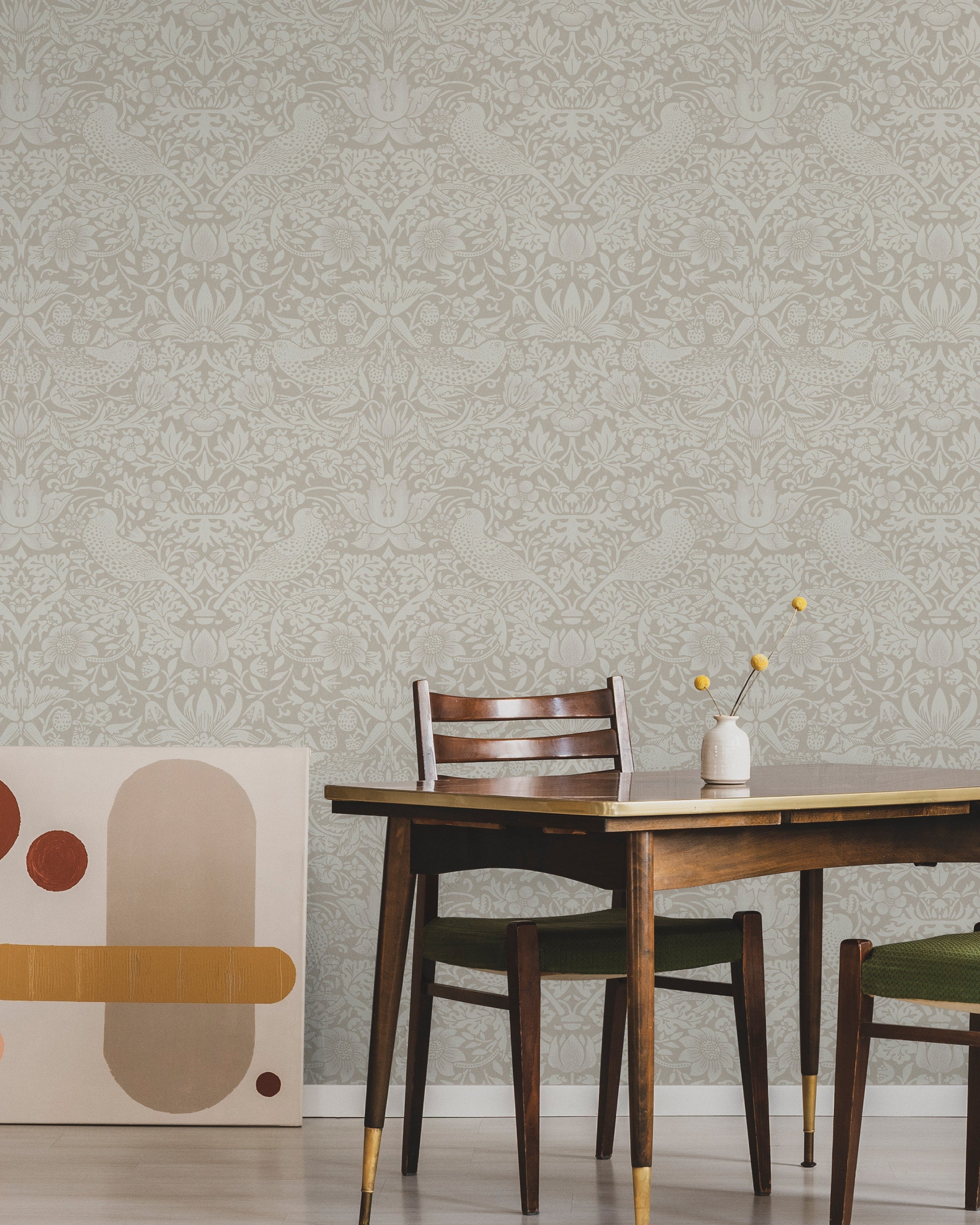 William Morris X Strawberry Thief Peel and Stick Wallpaper, Removable Wallpaper, Traditional Wallpaper - Beige | DeccoPrint