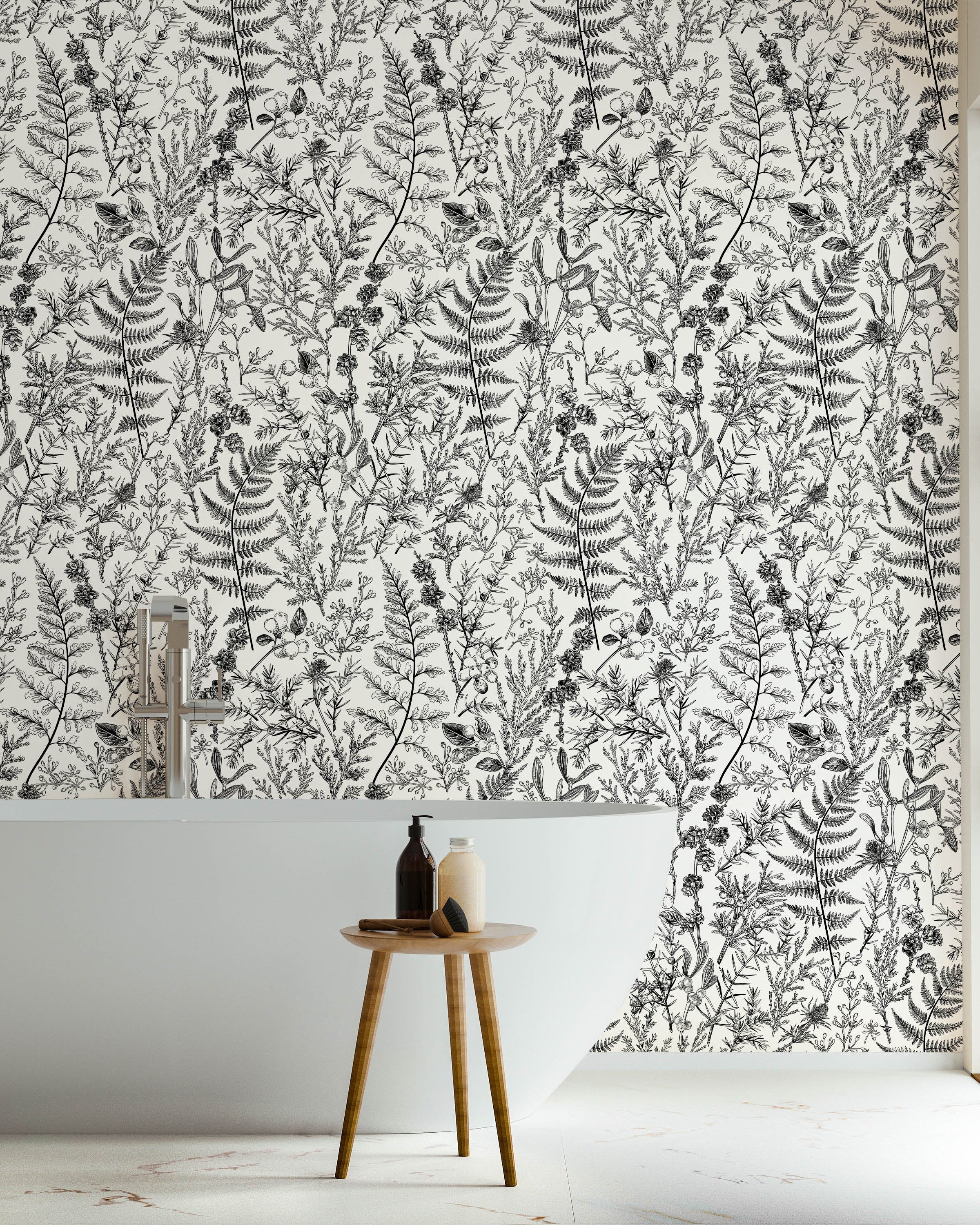 Forest Dream Peel and Stick Wallpaper, Removable Wallpaper, Traditional Wallpaper - Black and White | DeccoPrint