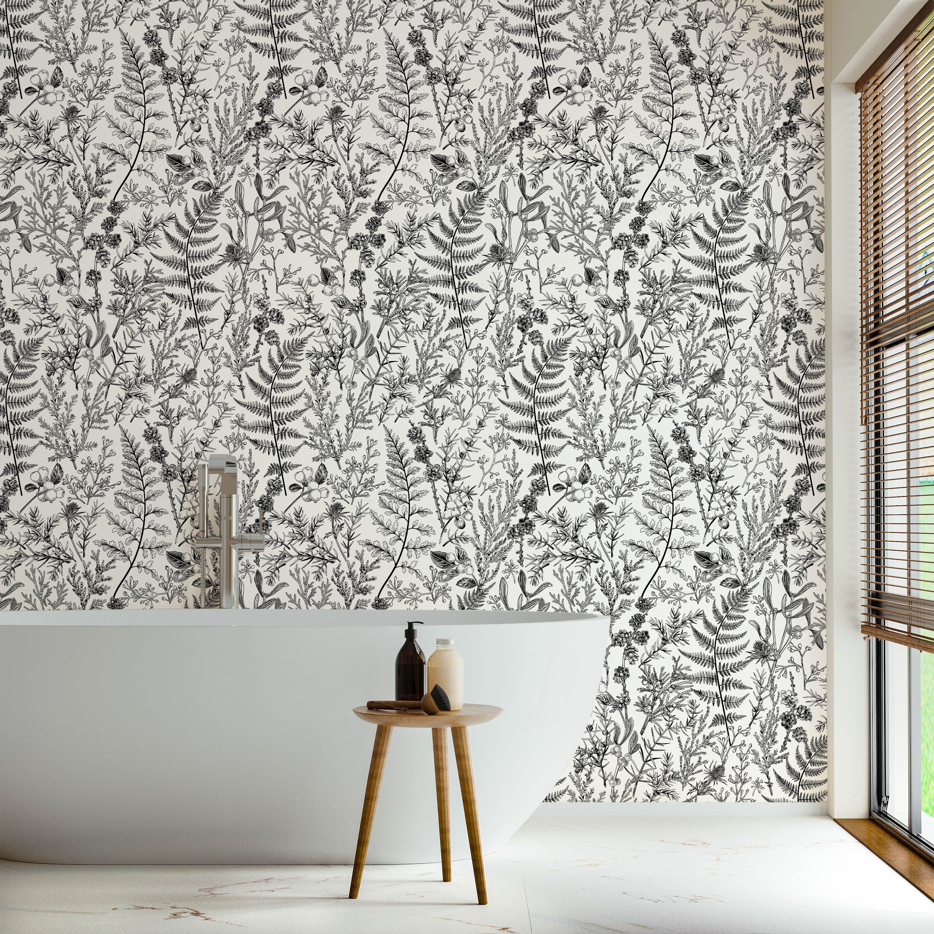 Forest Dream Peel and Stick Wallpaper, Removable Wallpaper, Traditional Wallpaper - Black and White | DeccoPrint