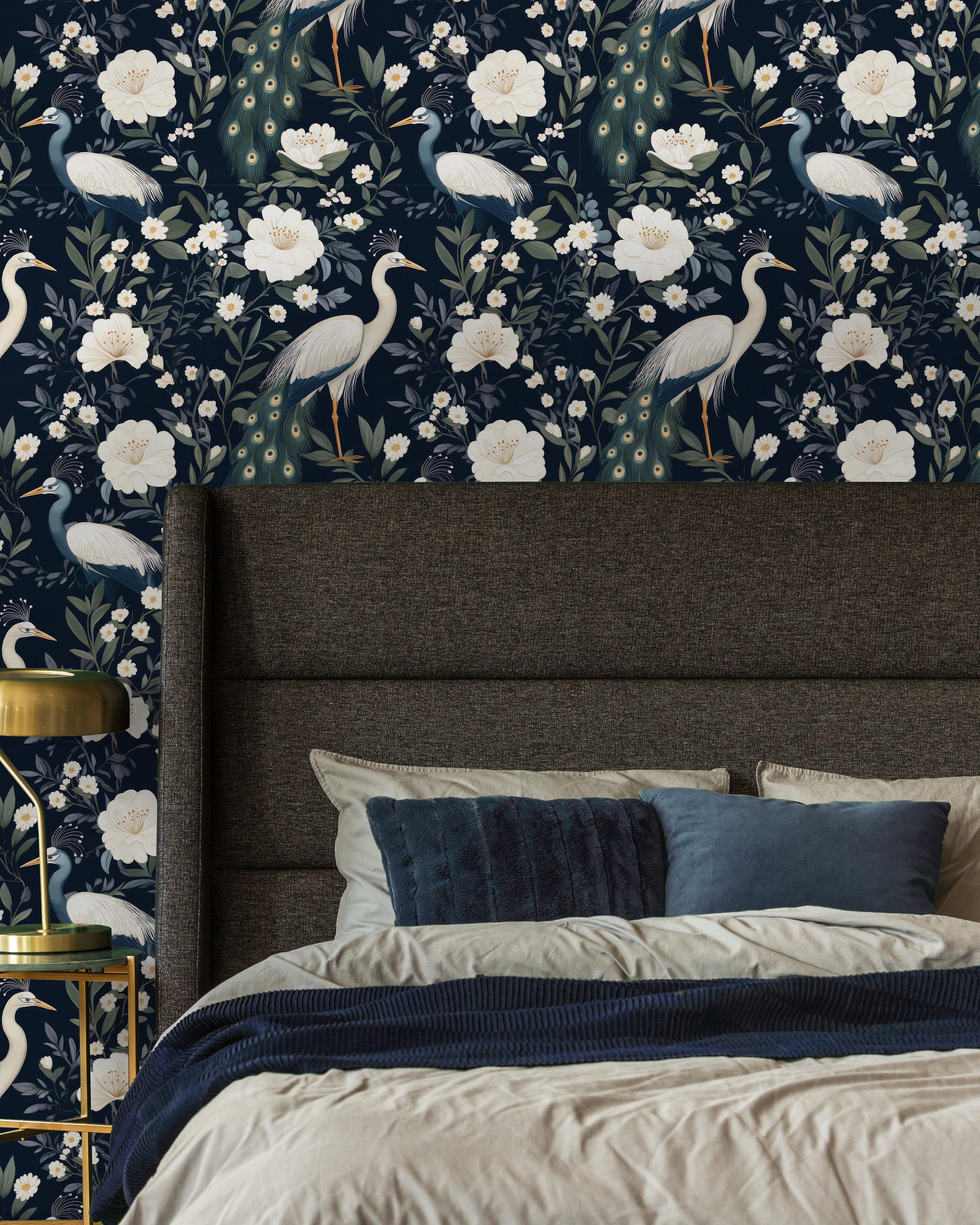 Elegant Birds Peel and Stick Wallpaper, Removable Wallpaper, Traditional Wallpaper | DeccoPrint