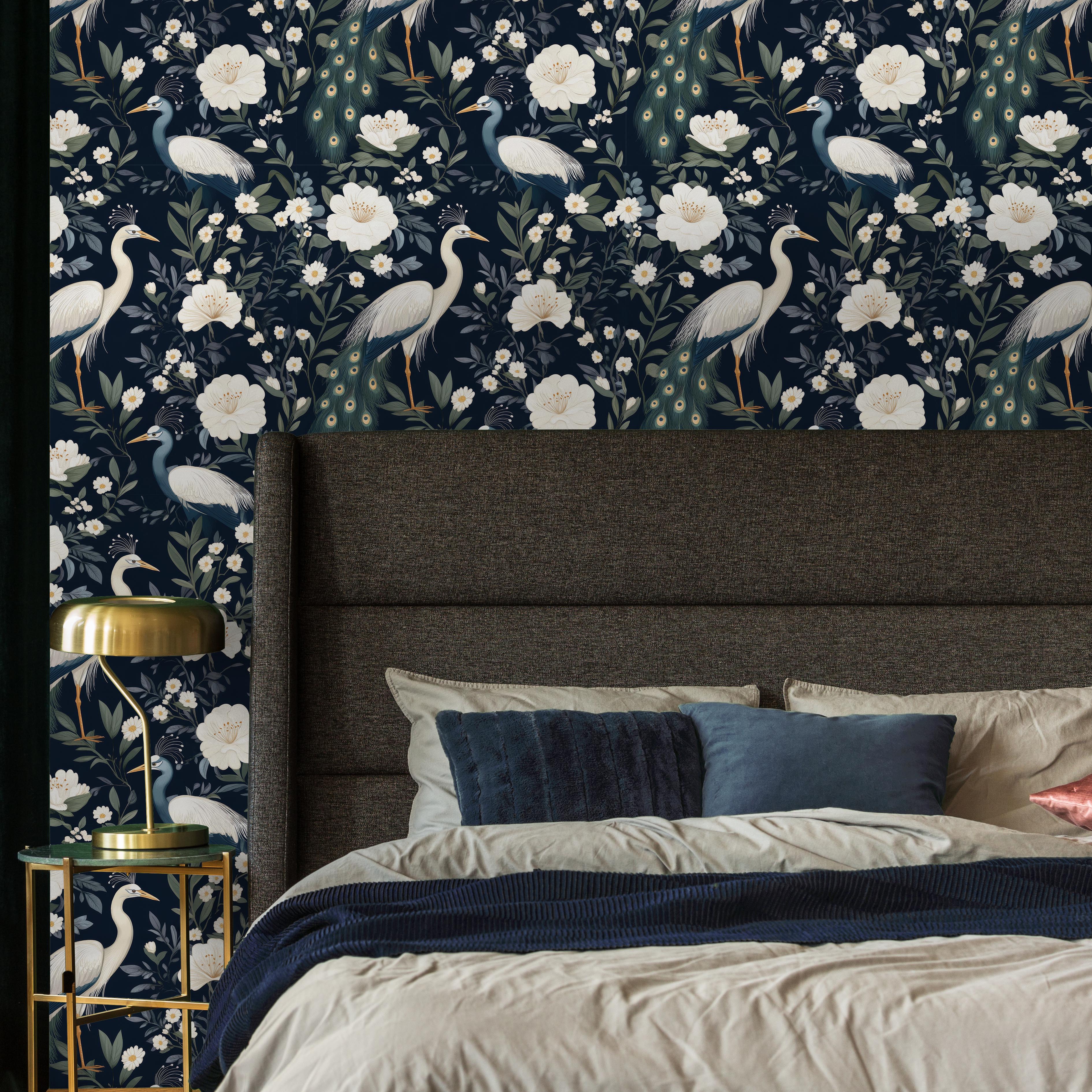 Elegant Birds Peel and Stick Wallpaper, Removable Wallpaper, Traditional Wallpaper | DeccoPrint