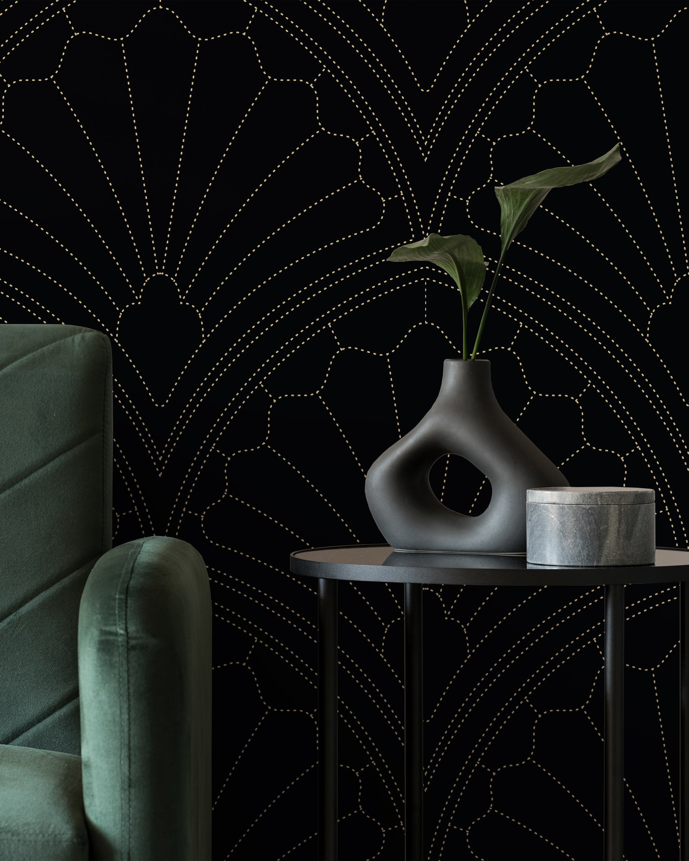Monochrome Harmony Peel and Stick Wallpaper, Removable Wallpaper, Traditional Wallpaper - Black | DeccoPrint