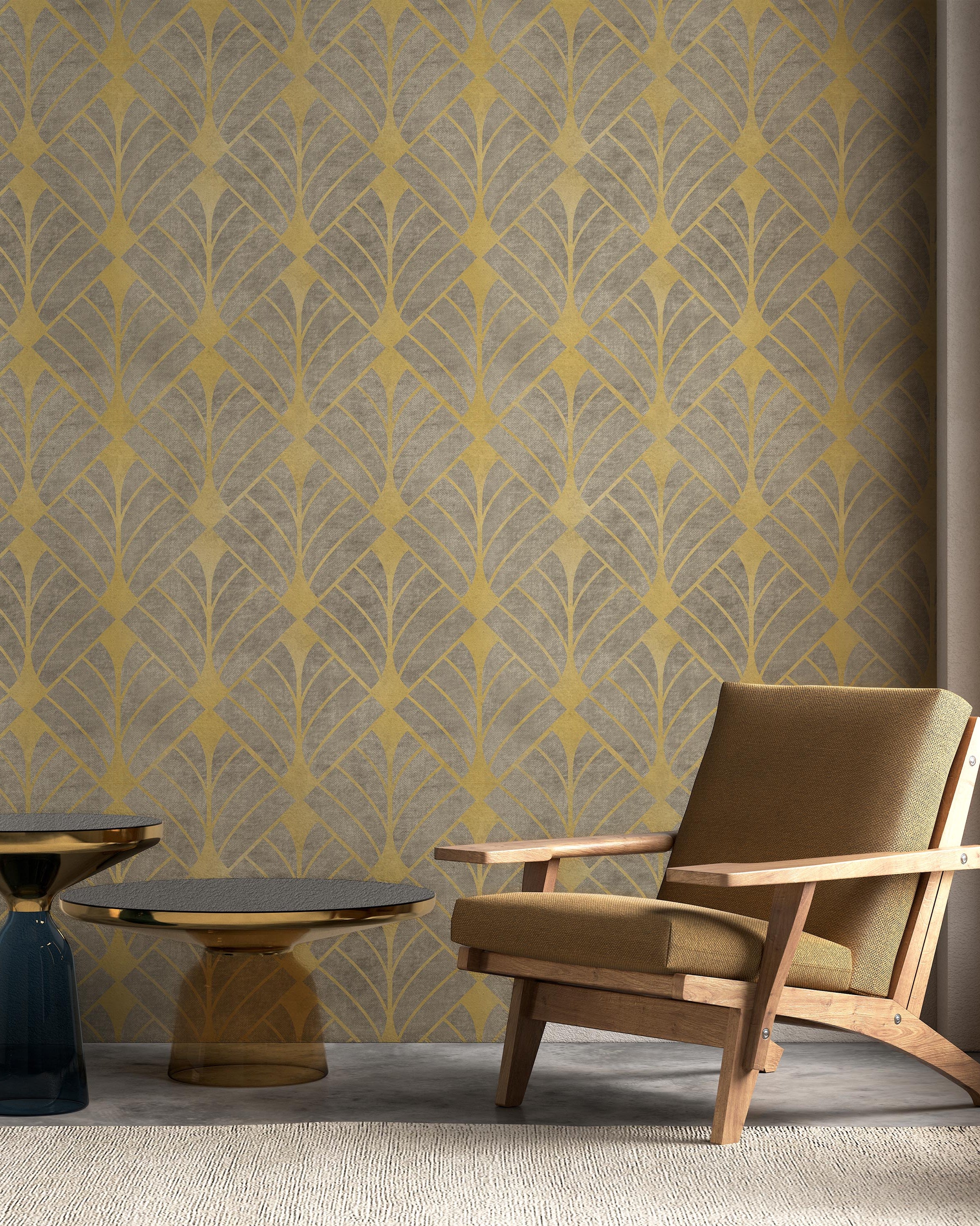 Luxe Deco Peel and Stick Wallpaper, Removable Wallpaper, Traditional Wallpaper - Gold | DeccoPrint