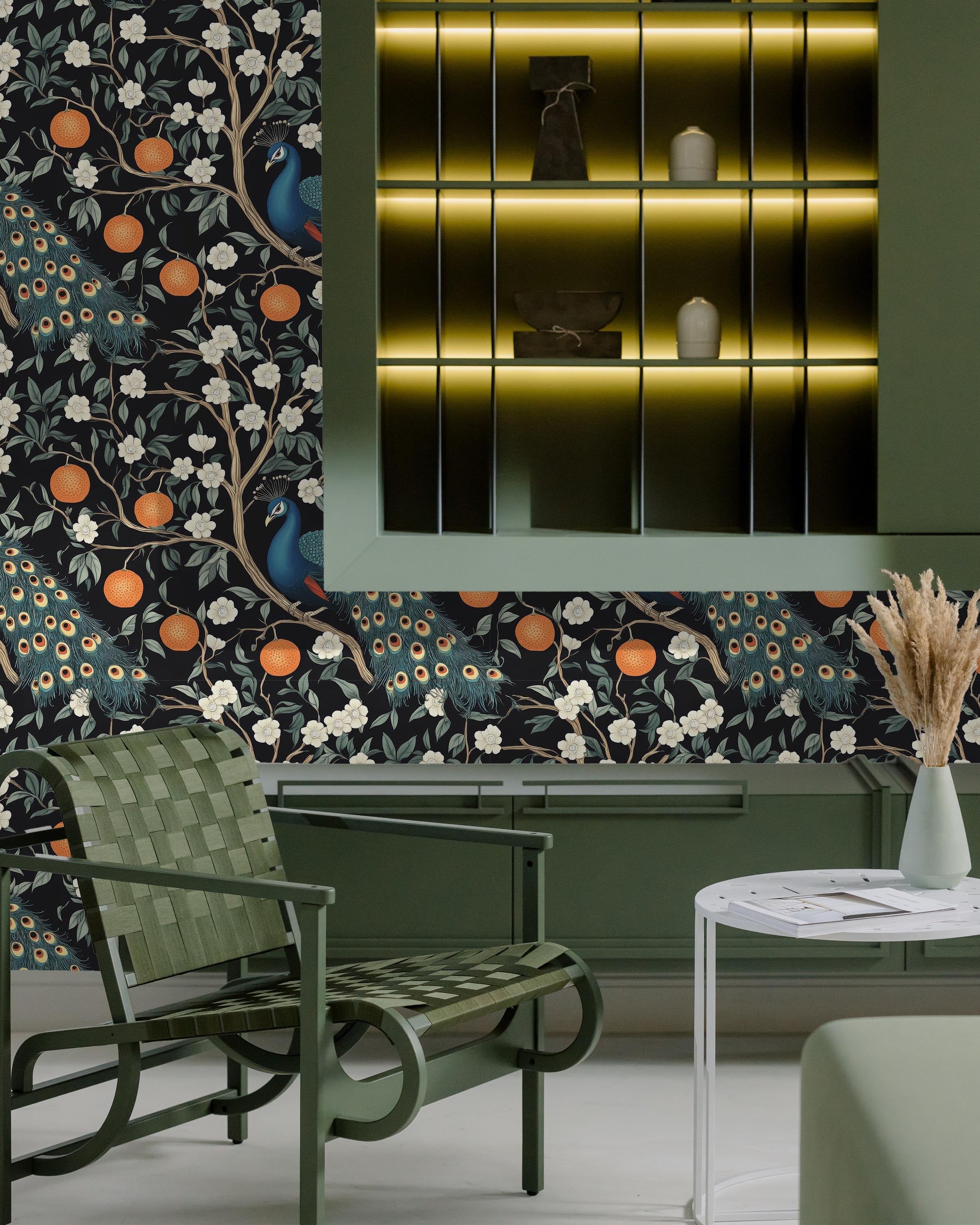 Vintage Peacocks Peel and Stick Wallpaper, Removable Wallpaper, Traditional Wallpaper | DeccoPrint