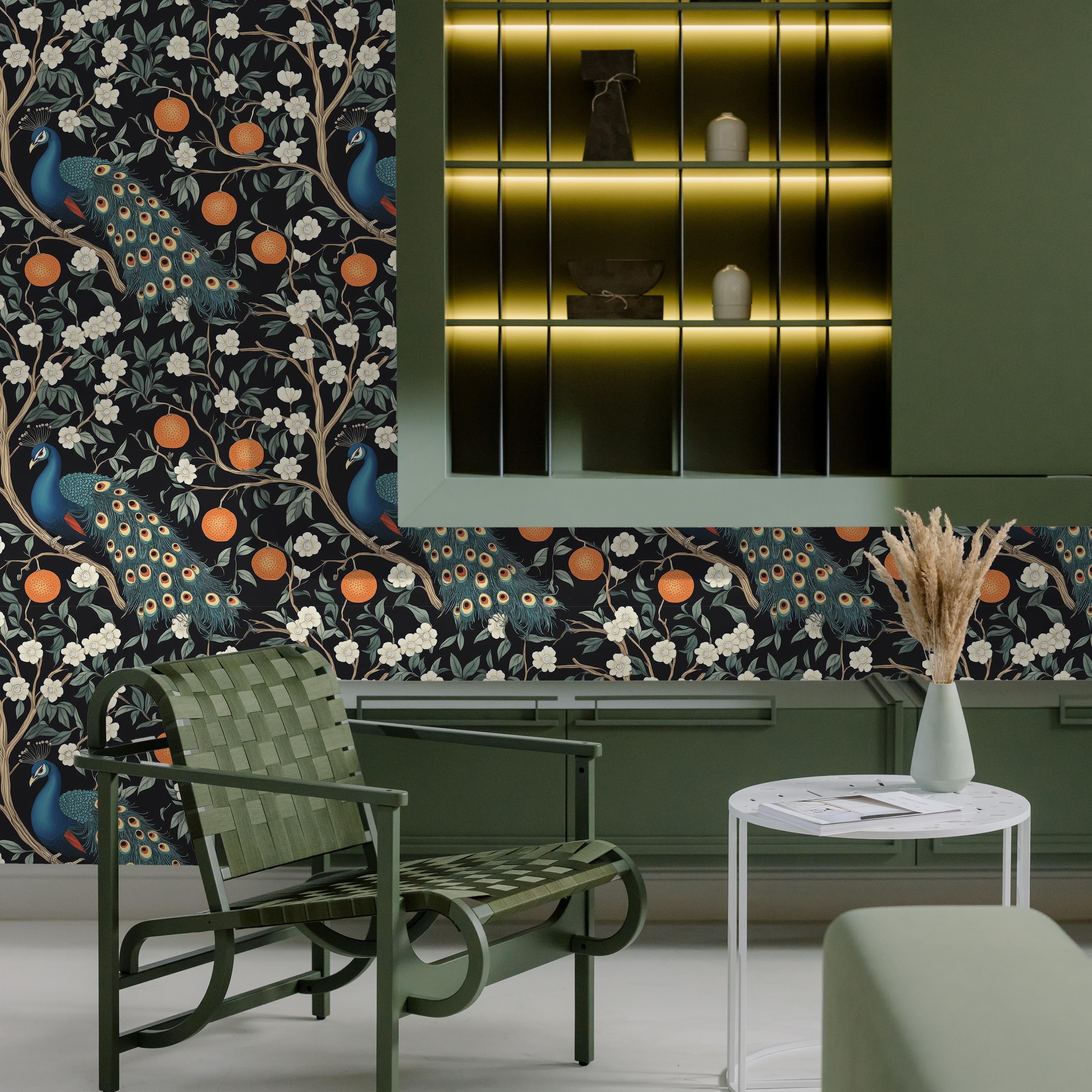 Vintage Peacocks Peel and Stick Wallpaper, Removable Wallpaper, Traditional Wallpaper | DeccoPrint