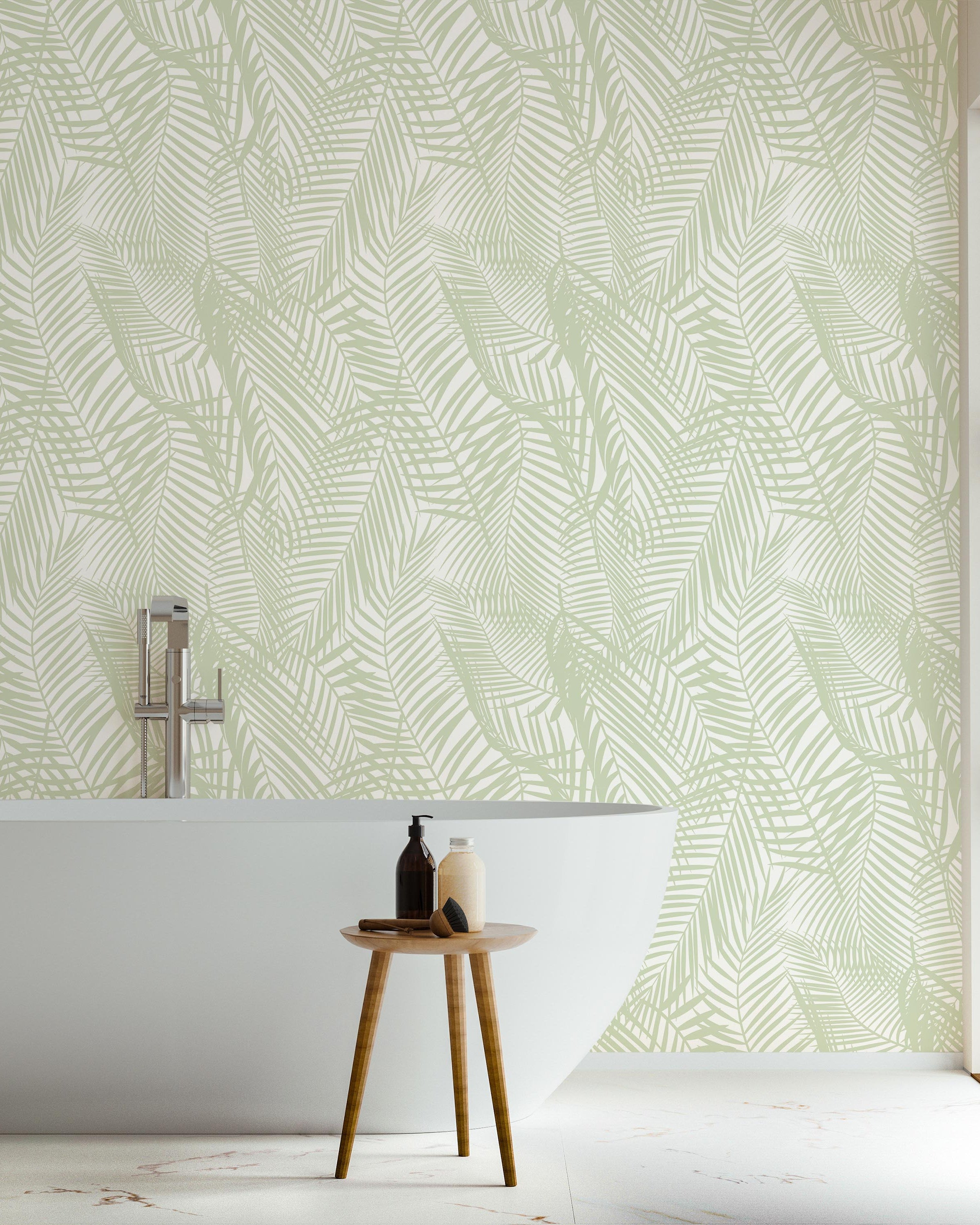 Palm Leaves Peel and Stick Wallpaper, Removable Wallpaper, Traditional Wallpaper - Dark Green | DeccoPrint