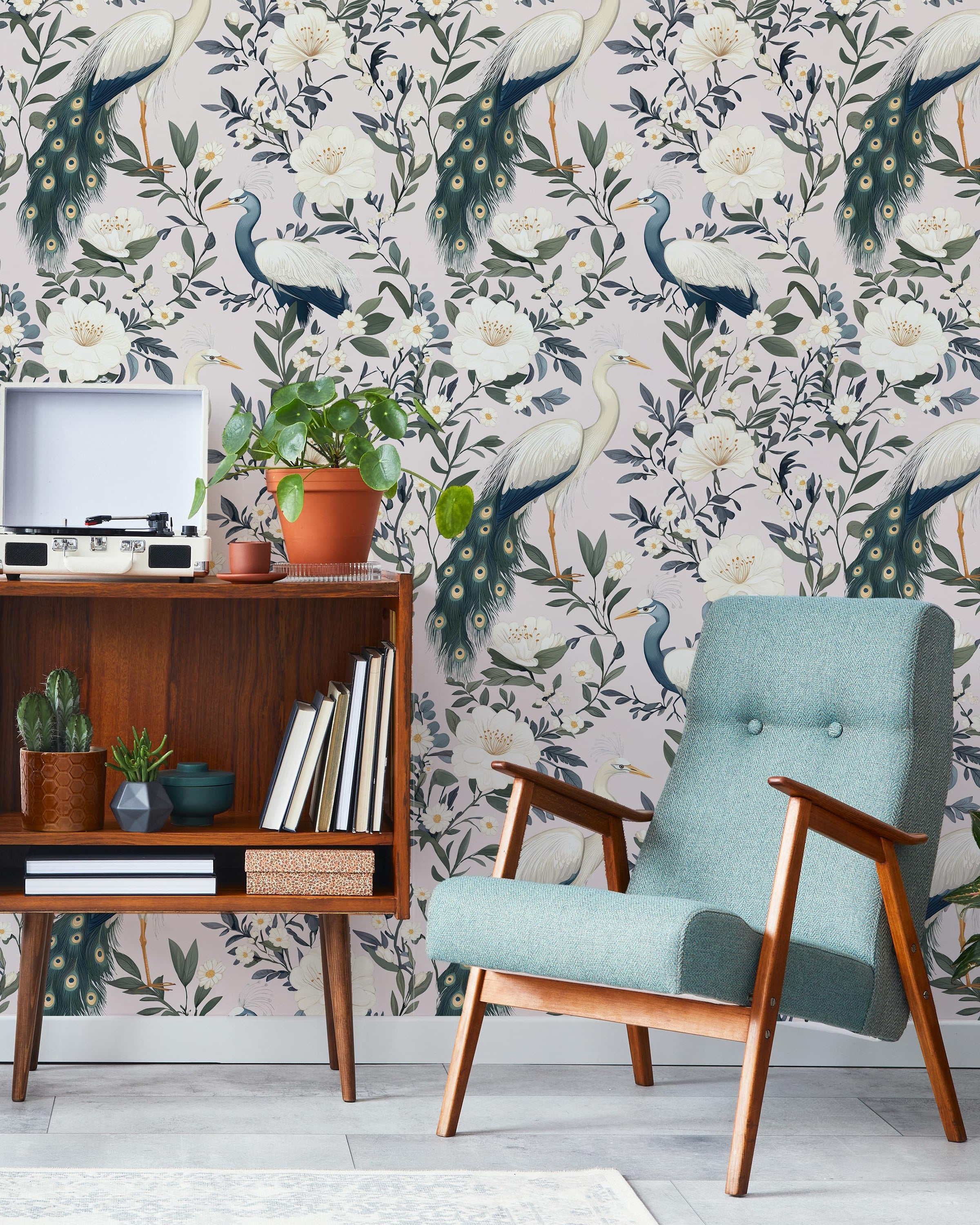 Light Elegant Birds Peel and Stick Wallpaper, Removable Wallpaper, Traditional Wallpaper | DeccoPrint