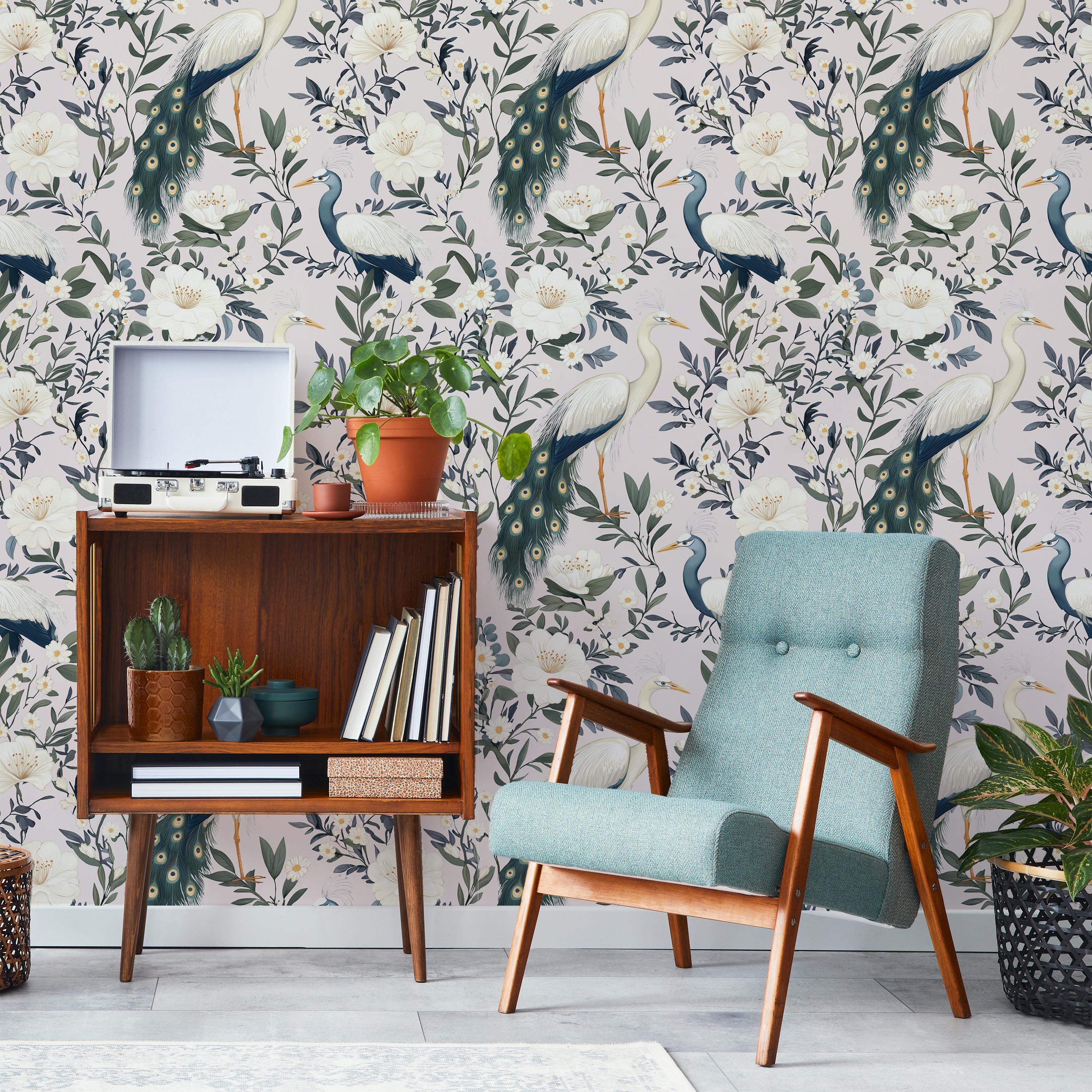 Light Elegant Birds Peel and Stick Wallpaper, Removable Wallpaper, Traditional Wallpaper | DeccoPrint