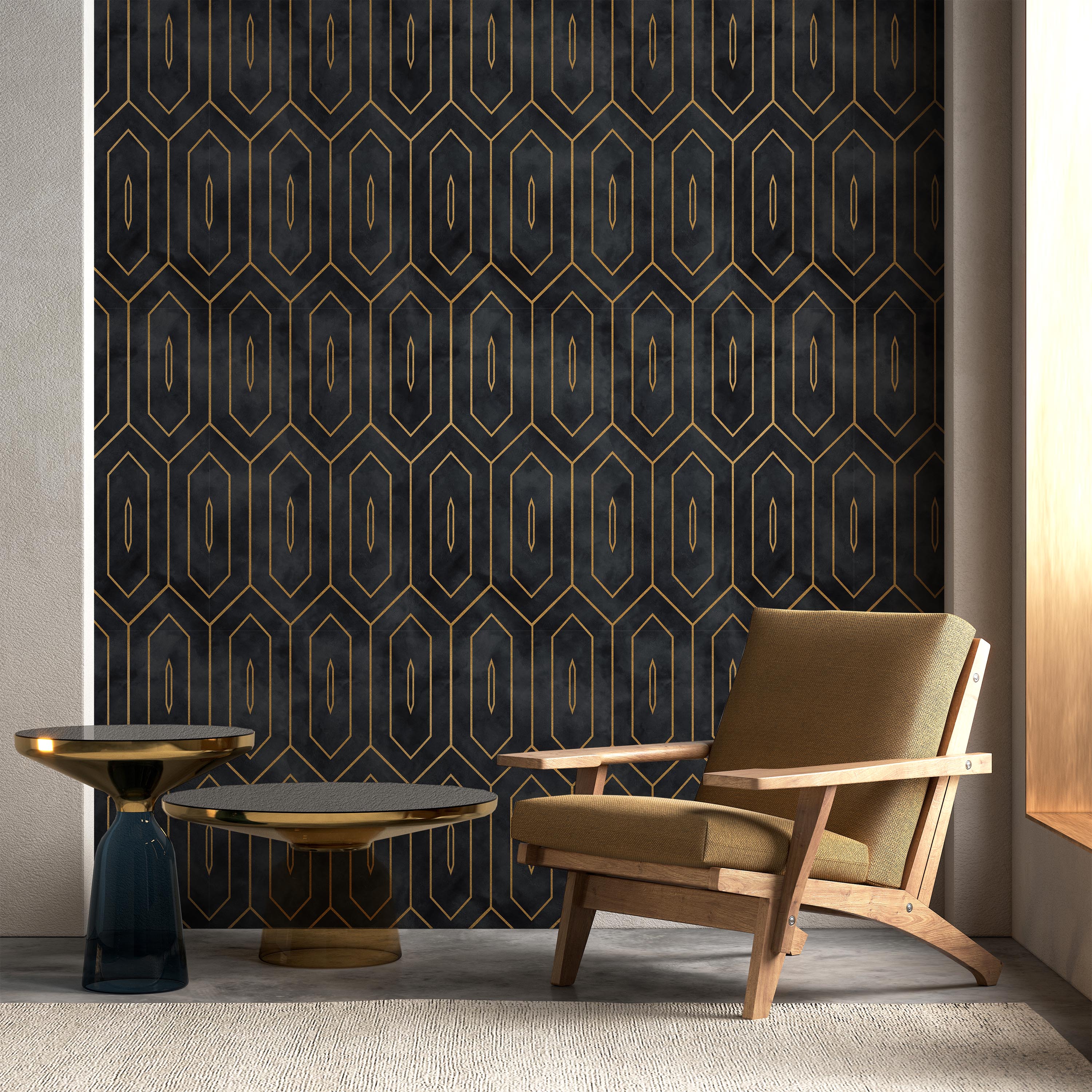 Midnight Deco Peel and Stick Wallpaper, Removable Wallpaper, Traditional Wallpaper | DeccoPrint