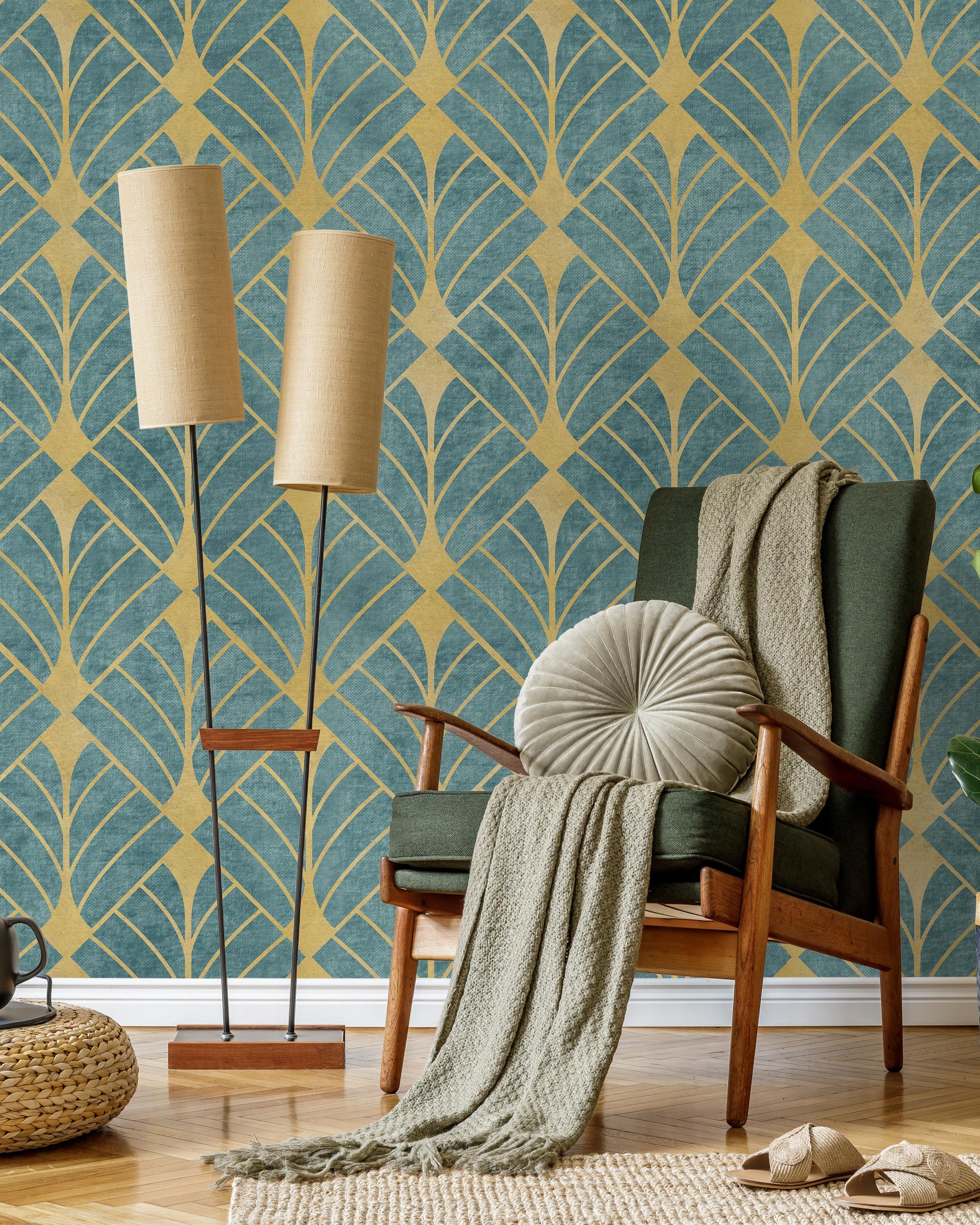 Luxe Deco Peel and Stick Wallpaper, Removable Wallpaper, Traditional Wallpaper - Blue | DeccoPrint