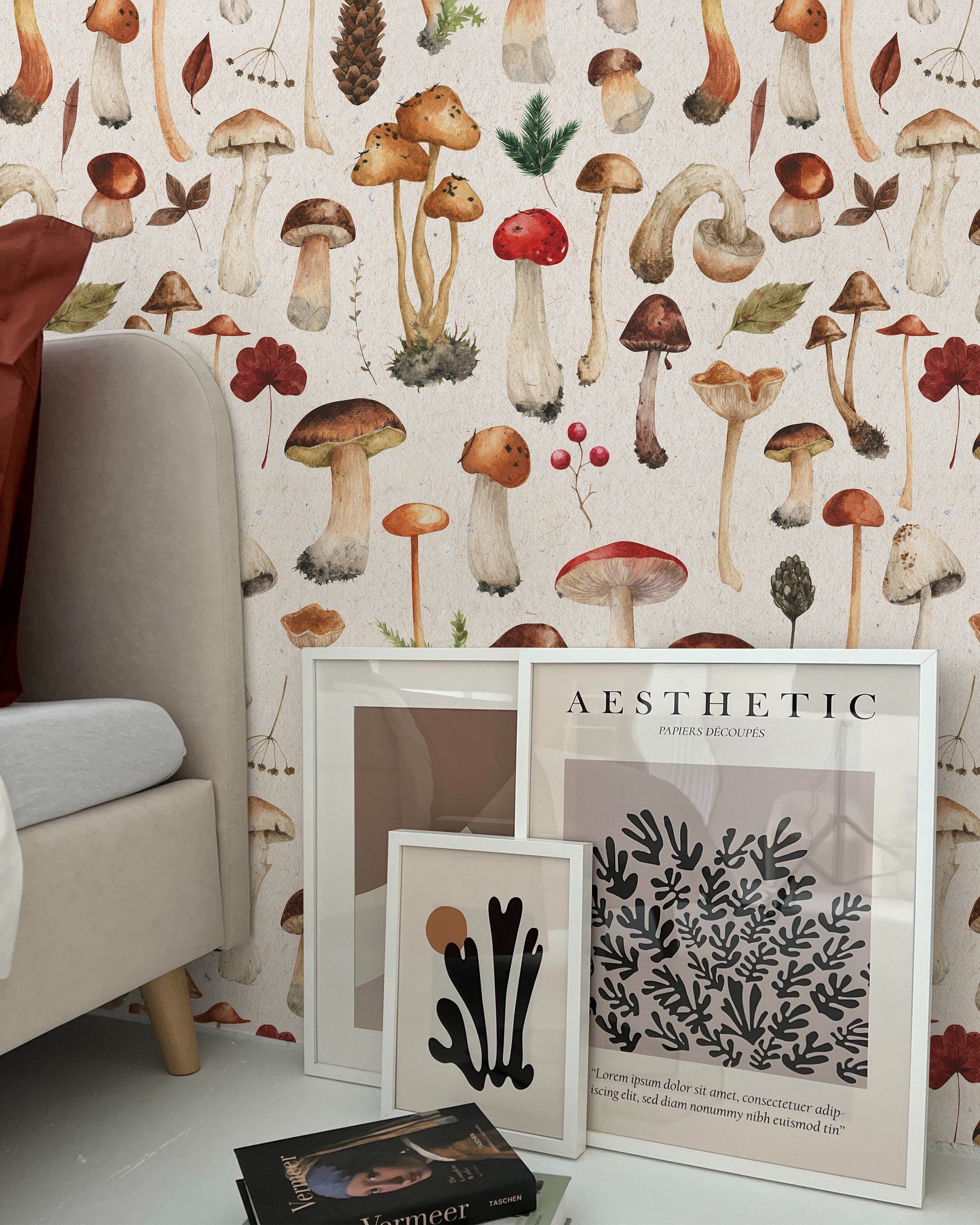 Mighty Mushrooms Peel and Stick Wallpaper, Removable Wallpaper, Traditional Wallpaper | DeccoPrint