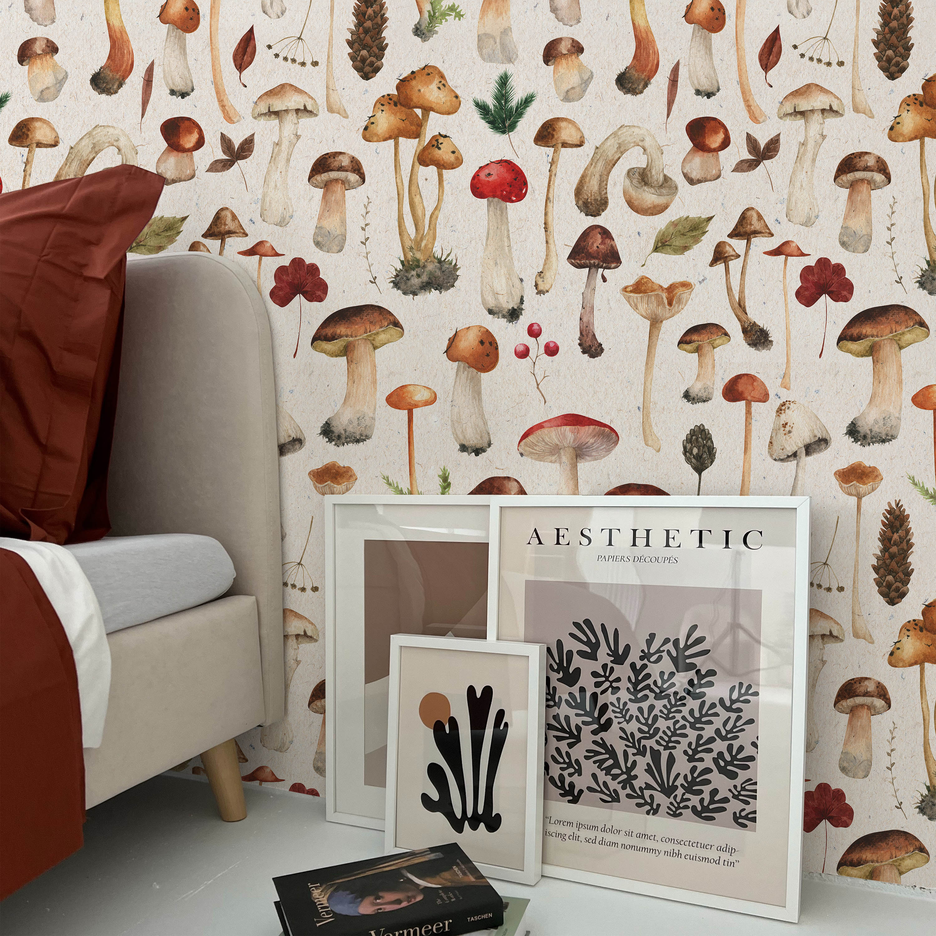 Mighty Mushrooms Peel and Stick Wallpaper, Removable Wallpaper, Traditional Wallpaper | DeccoPrint