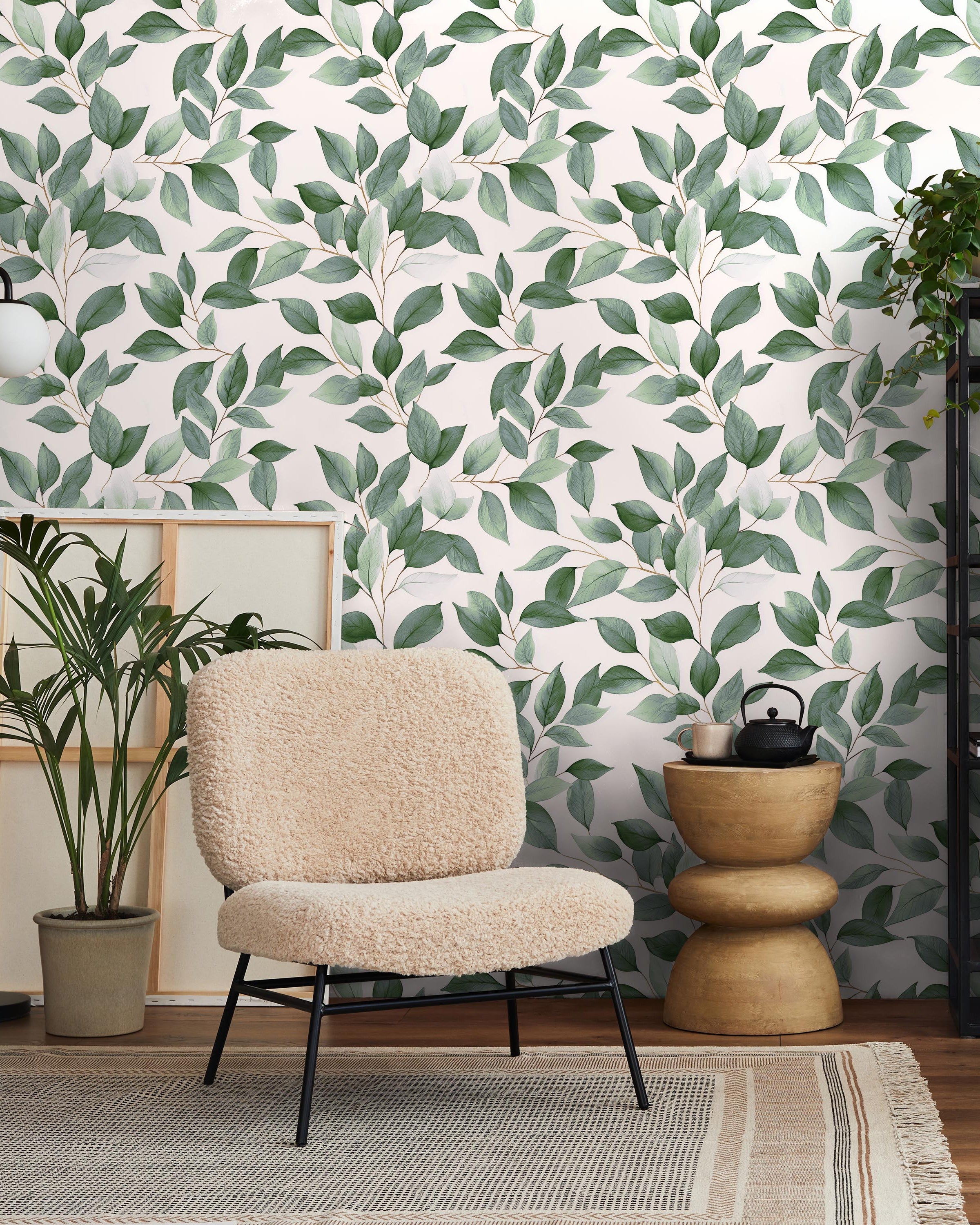 Leaf Foliage Peel and Stick Wallpaper, Removable Wallpaper, Traditional Wallpaper - Green | DeccoPrint