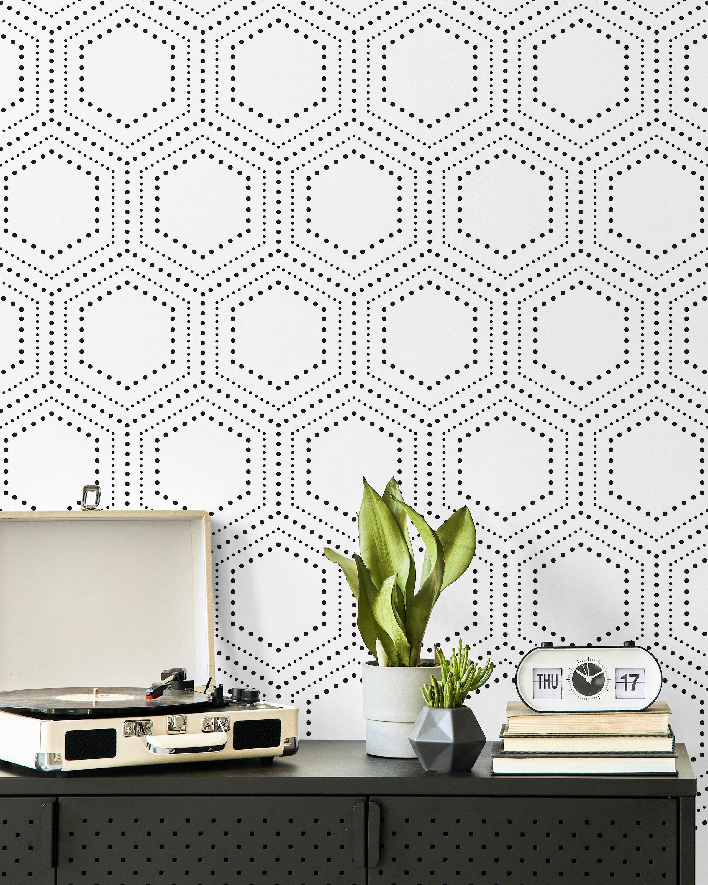 Hexagon Dots Peel and Stick Wallpaper, Removable Wallpaper, Traditional Wallpaper | DeccoPrint