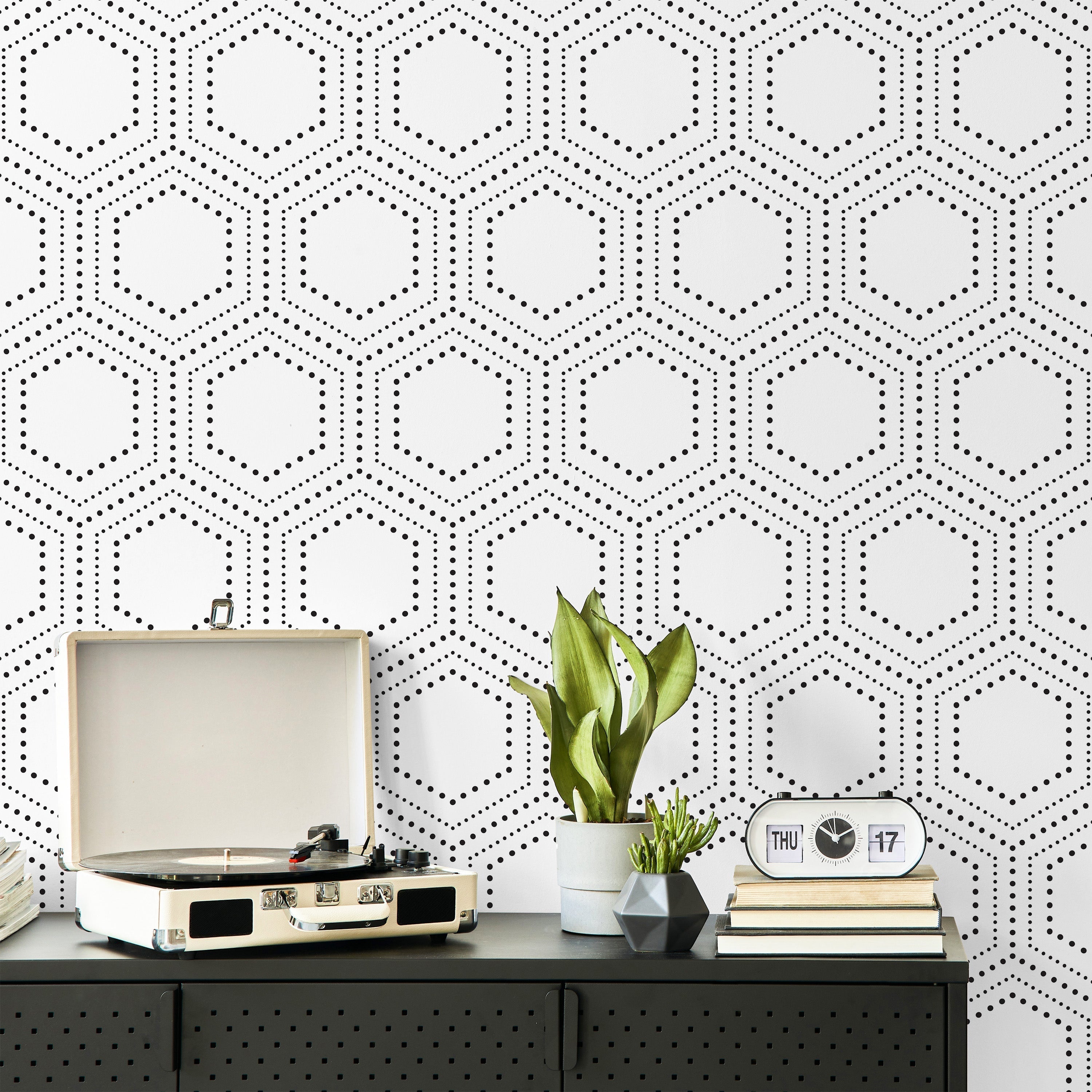 Hexagon Dots Peel and Stick Wallpaper, Removable Wallpaper, Traditional Wallpaper | DeccoPrint