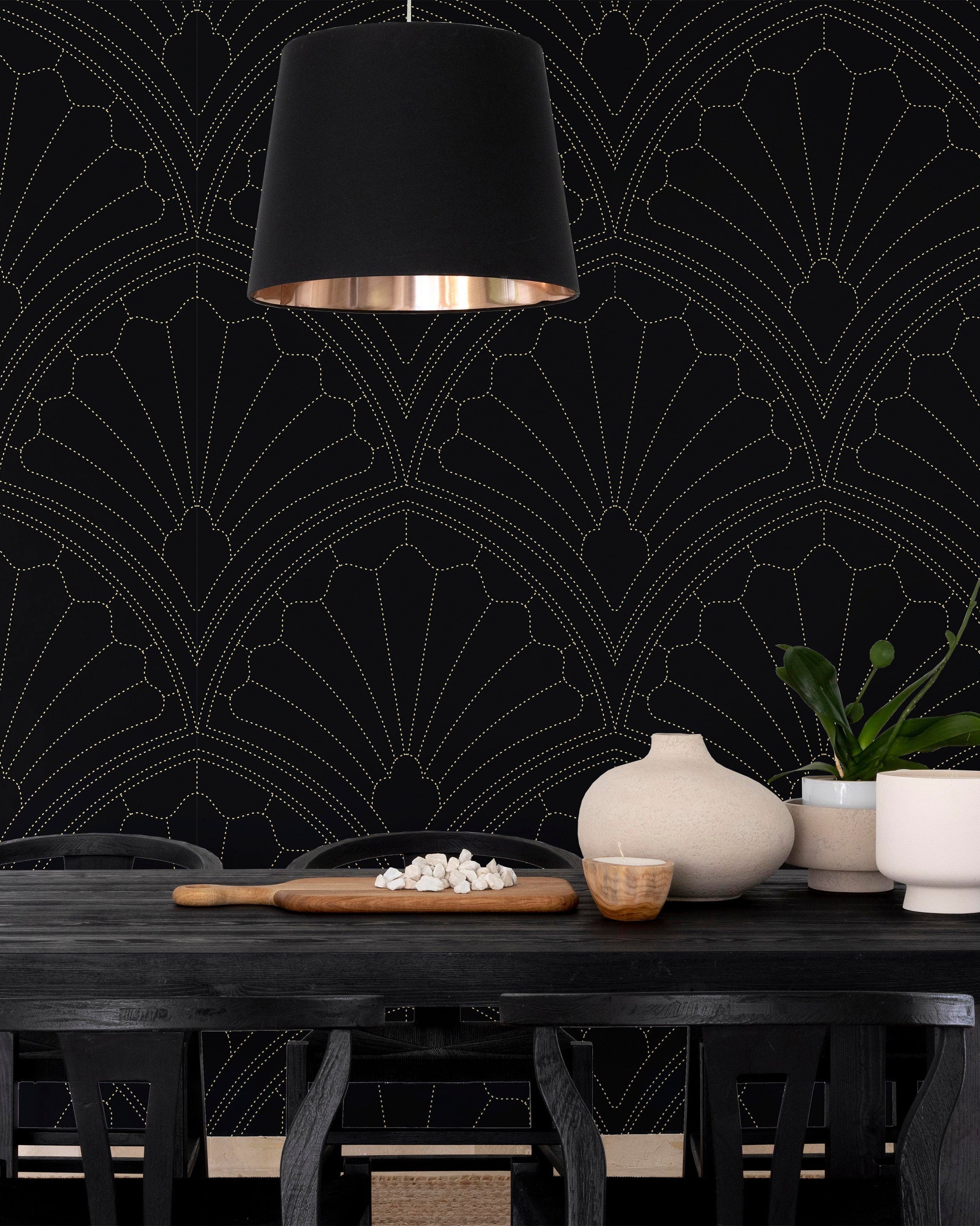 Monochrome Harmony Peel and Stick Wallpaper, Removable Wallpaper, Traditional Wallpaper - Black | DeccoPrint