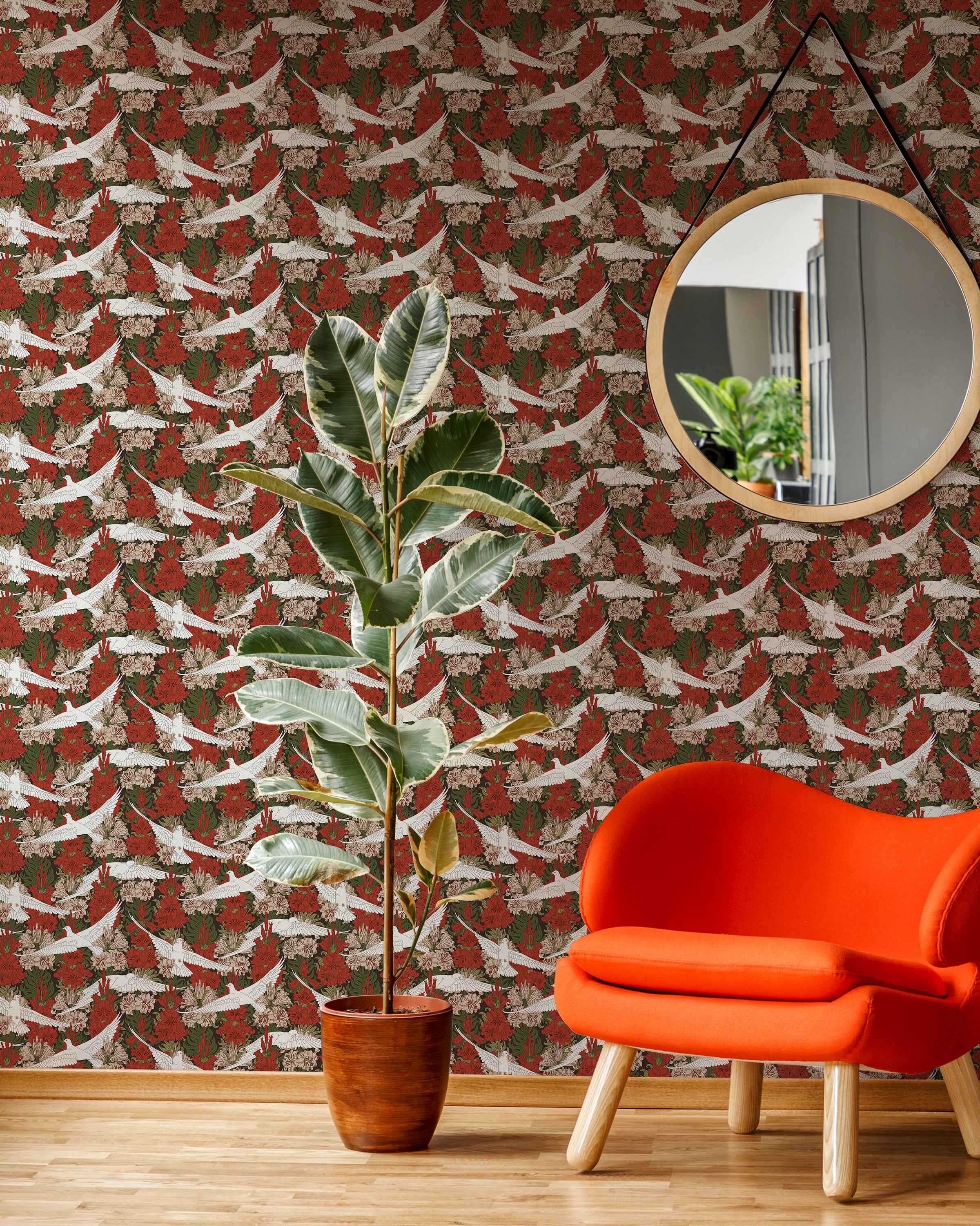 Maurice Pillard Verneuil x Dove and Lilies - Rustic Red | DeccoPrint