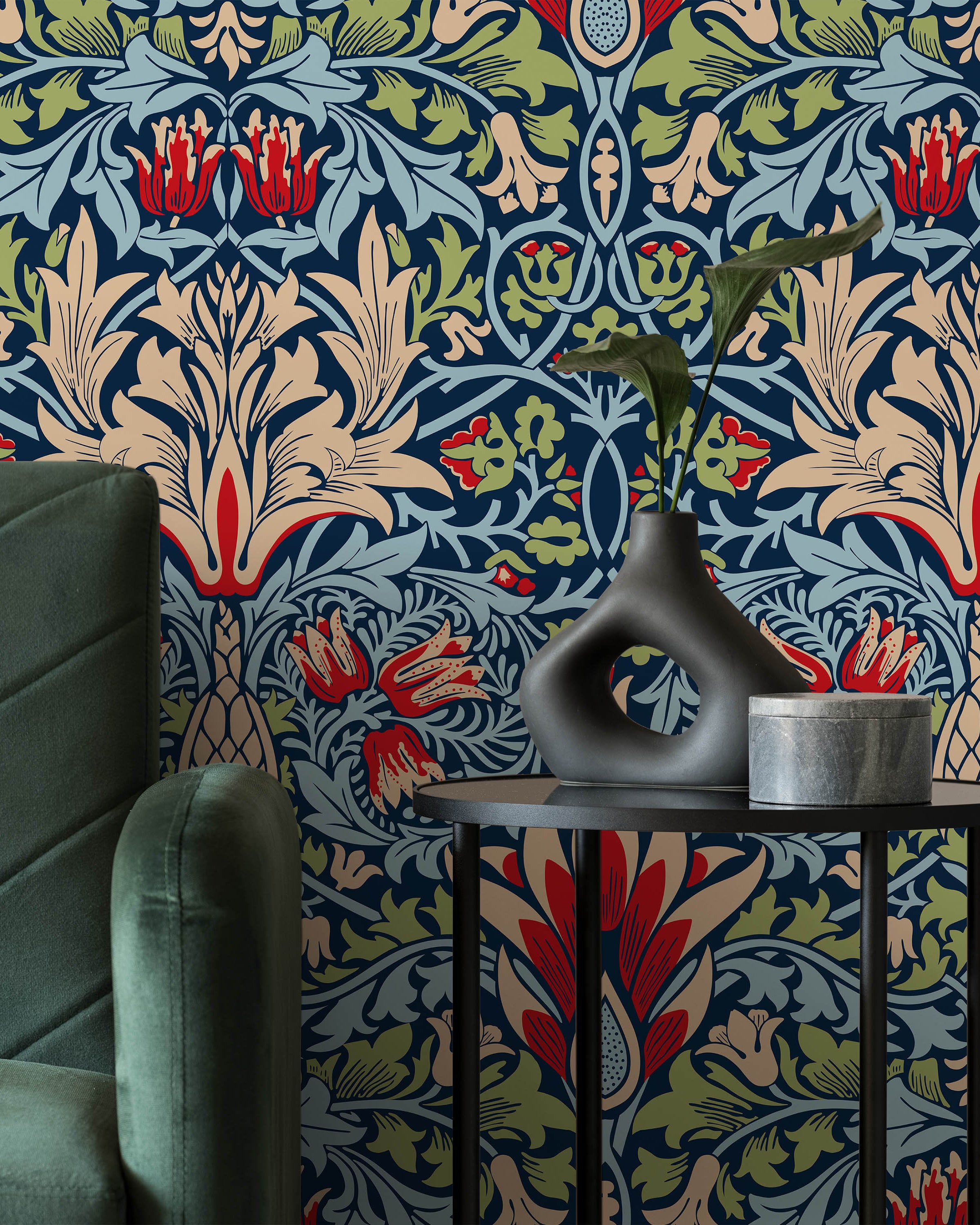 William Morris X Snakeshead Peel and Stick Wallpaper, Removable Wallpaper, Traditional Wallpaper - Blue | DeccoPrint