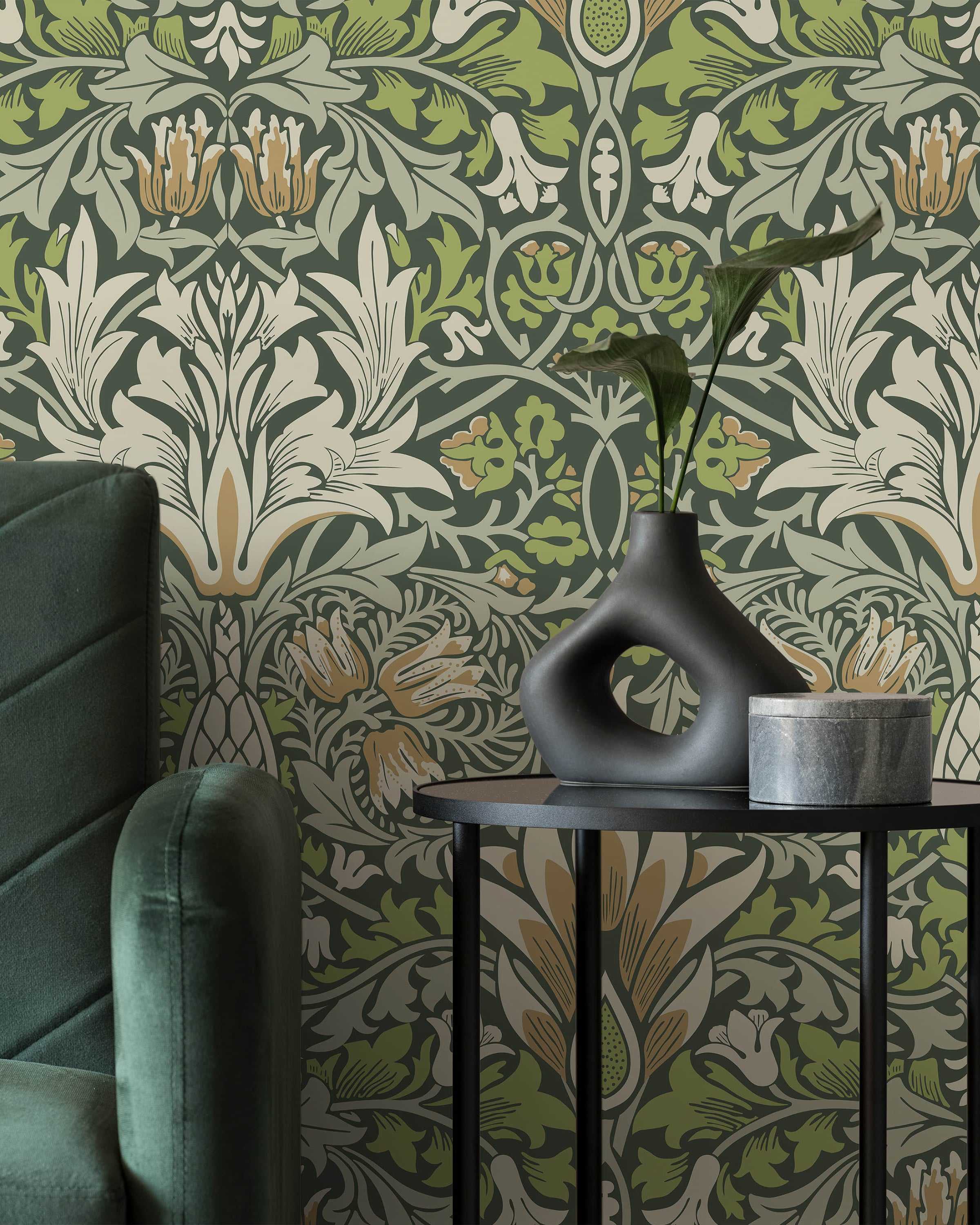 William Morris X Snakeshead Peel and Stick Wallpaper, Removable Wallpaper, Traditional Wallpaper - Green | DeccoPrint
