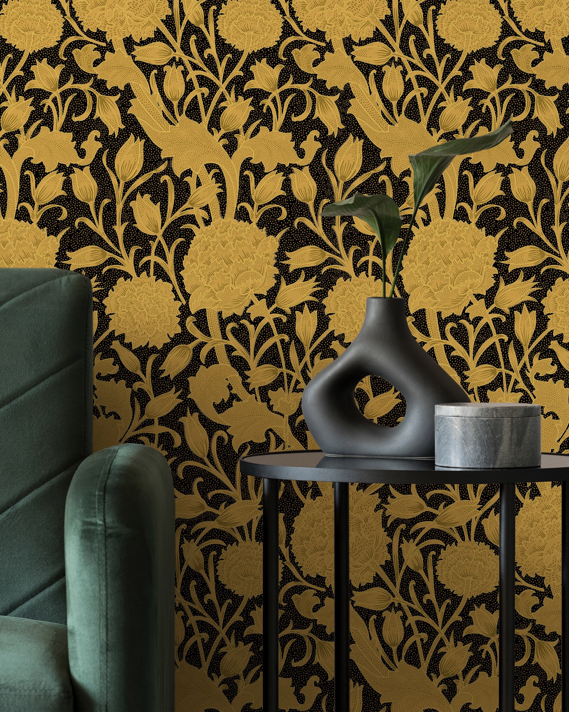 William Morris X Wild Tulips Peel and Stick Wallpaper, Removable Wallpaper, Traditional Wallpaper - Gold | DeccoPrint
