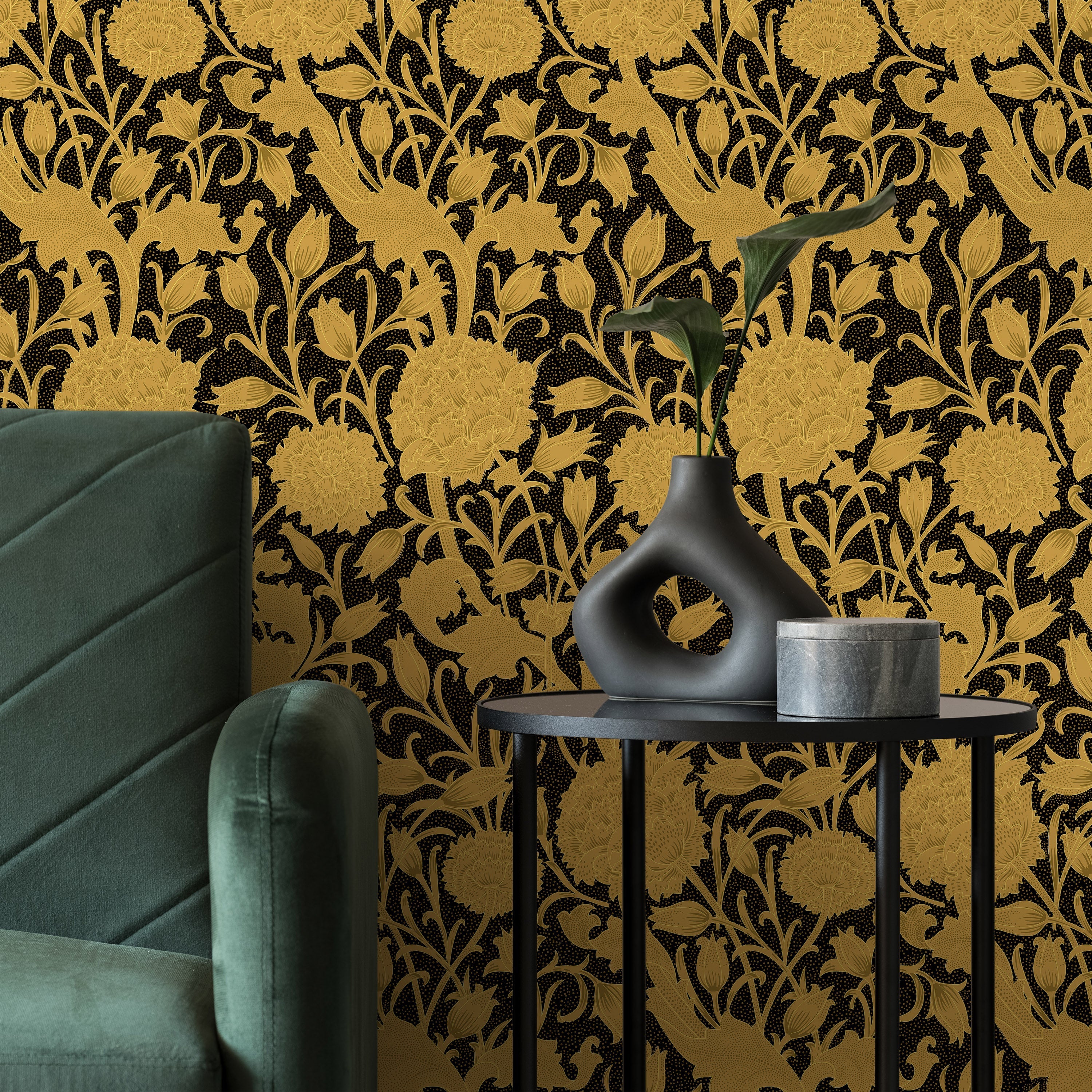 William Morris X Wild Tulips Peel and Stick Wallpaper, Removable Wallpaper, Traditional Wallpaper - Gold | DeccoPrint