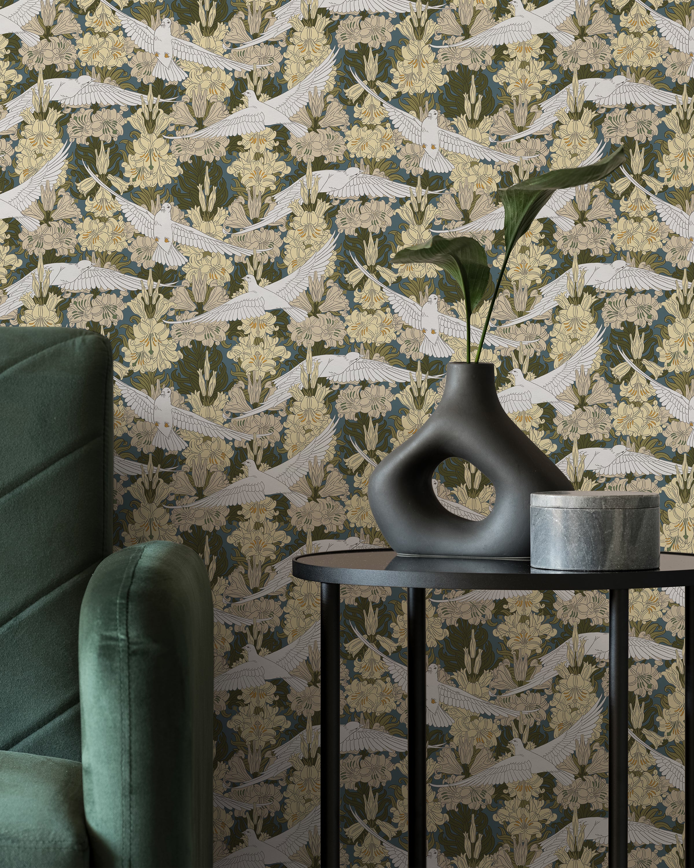 Maurice Pillard Verneuil x Dove and Lilies - Dusty Blue | DeccoPrint