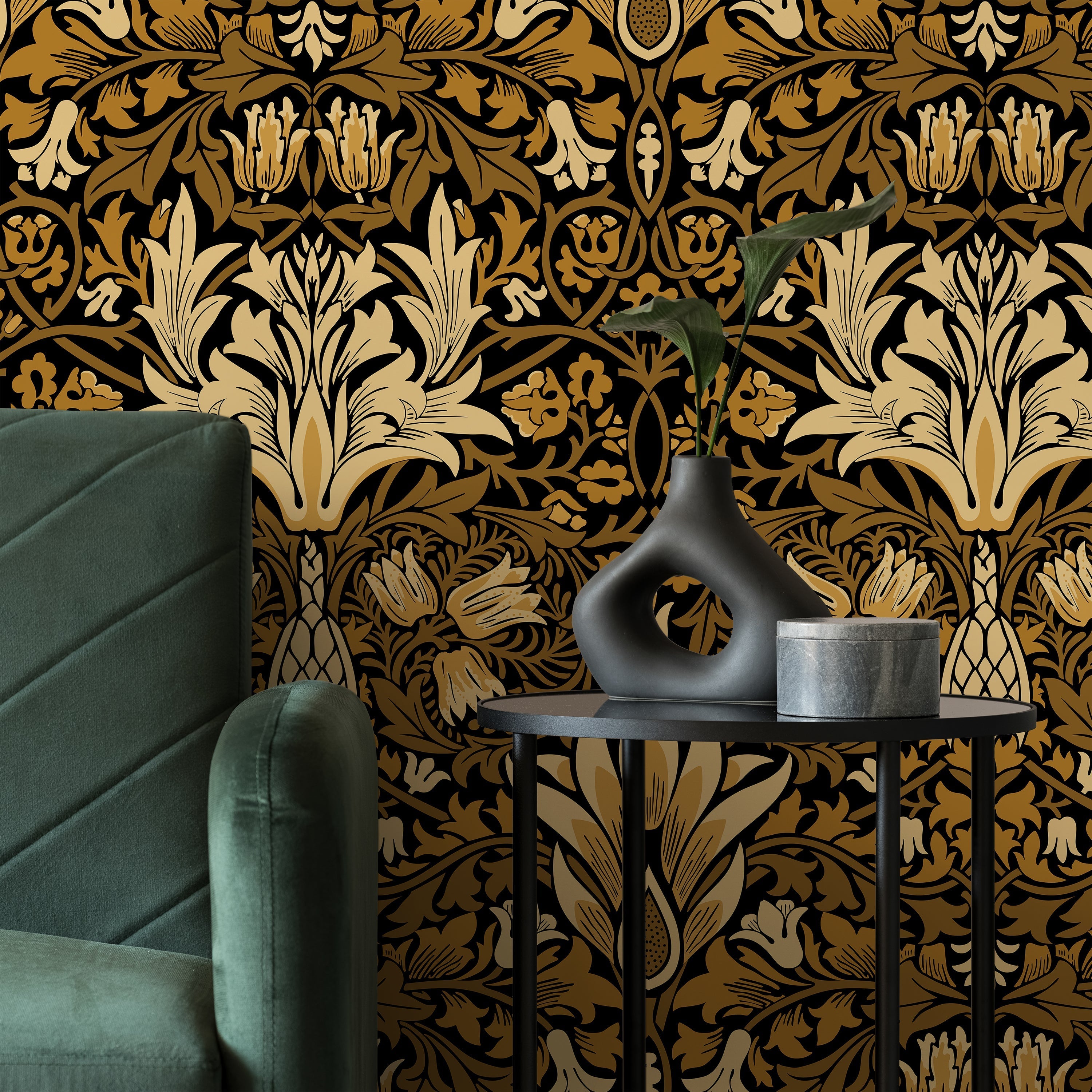 William Morris X Snakeshead Peel and Stick Wallpaper, Removable Wallpaper, Traditional Wallpaper - Gold | DeccoPrint