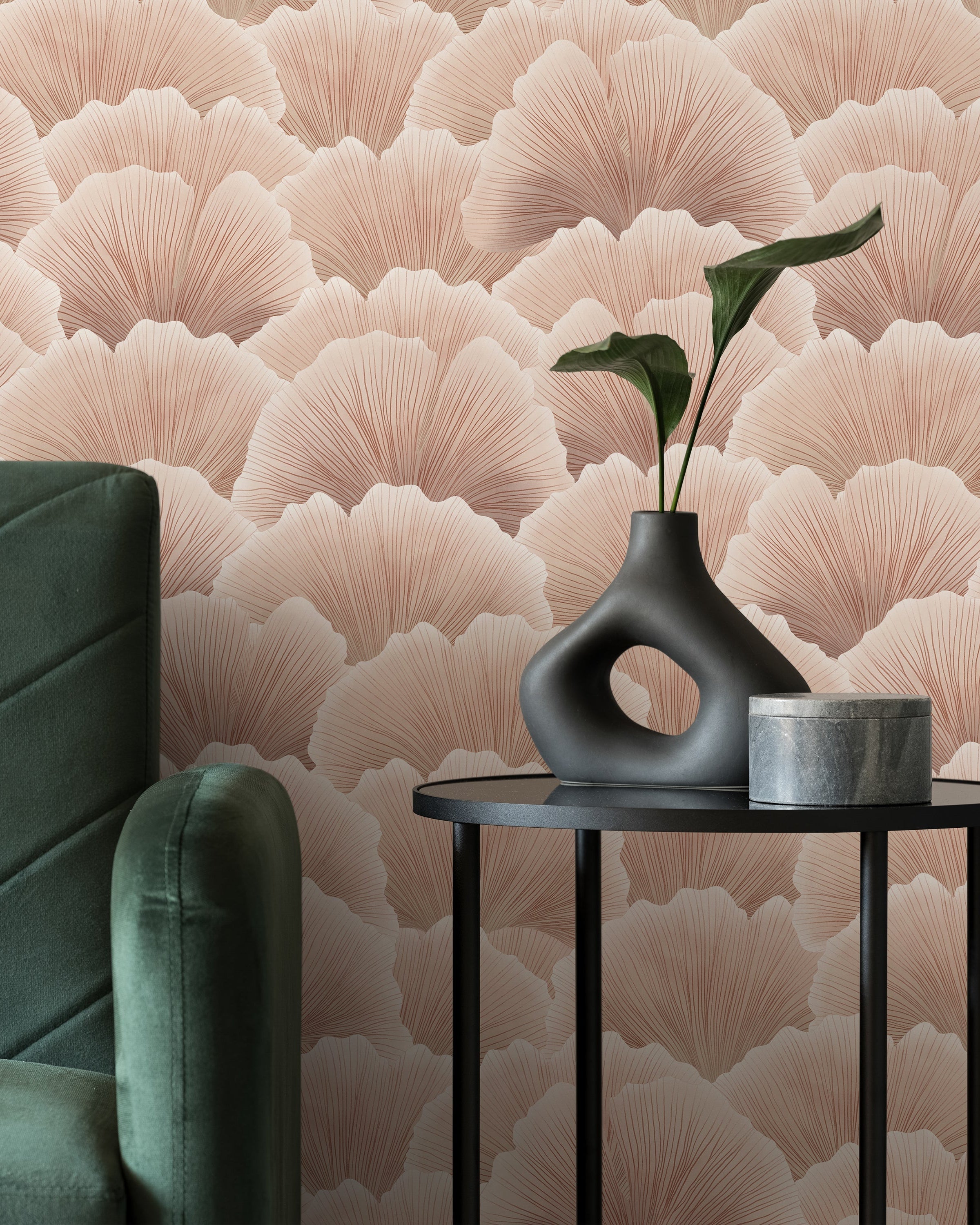 Ginkgo Waves Peel and Stick Wallpaper, Removable Wallpaper, Traditional Wallpaper - Sand | DeccoPrint