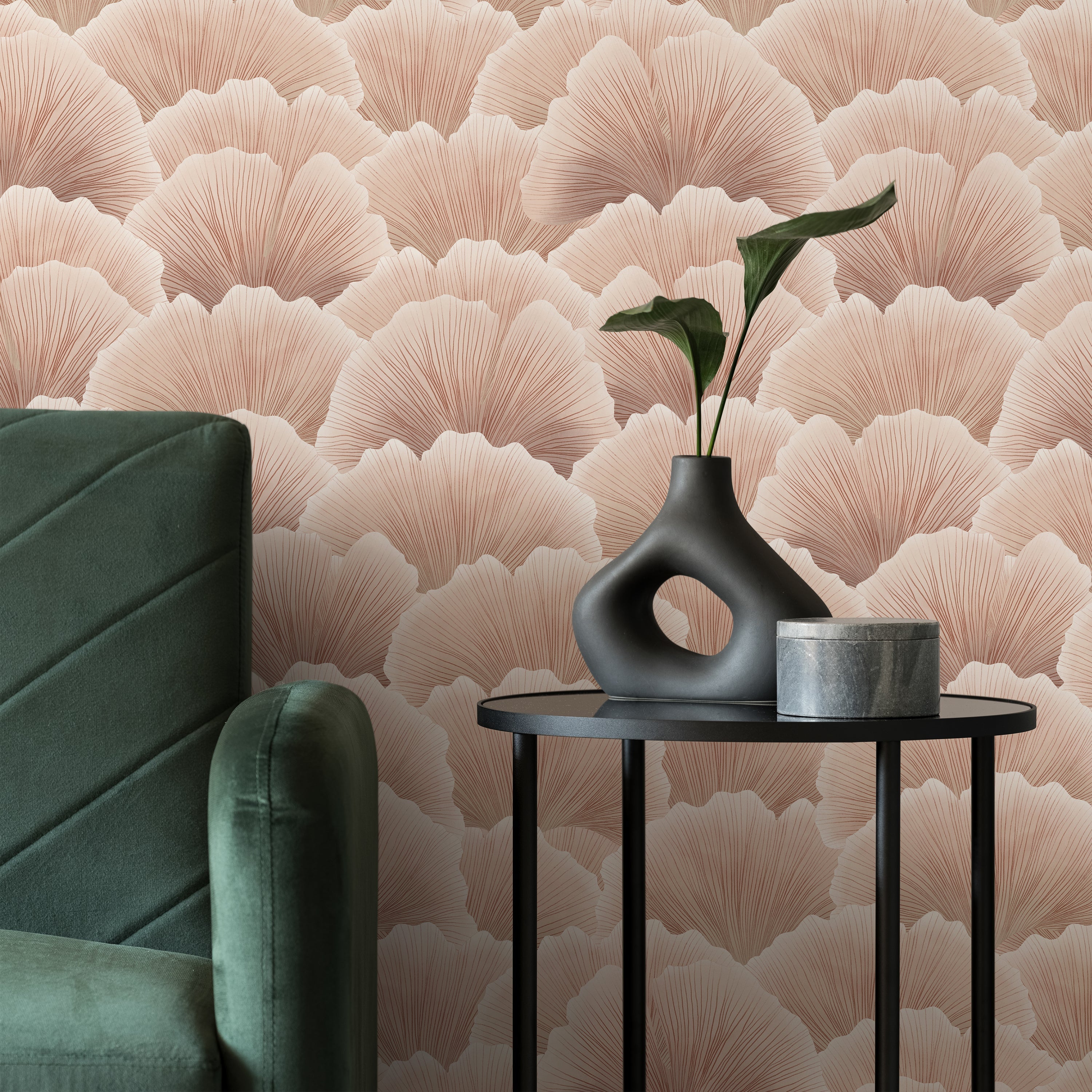 Ginkgo Waves Peel and Stick Wallpaper, Removable Wallpaper, Traditional Wallpaper - Sand | DeccoPrint